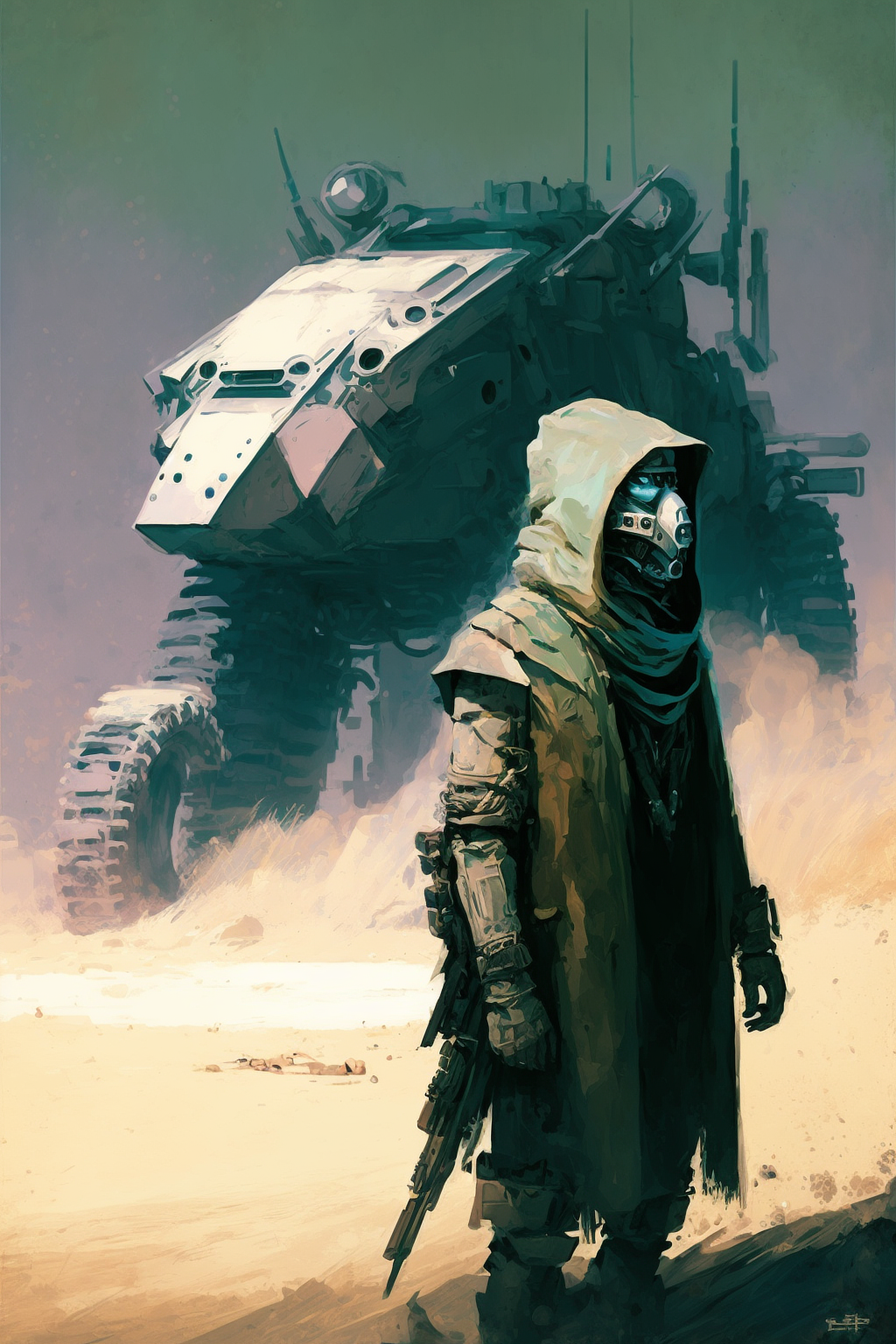 a man in a mask standing next to a large tank