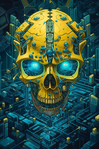 a skull with blue eyes