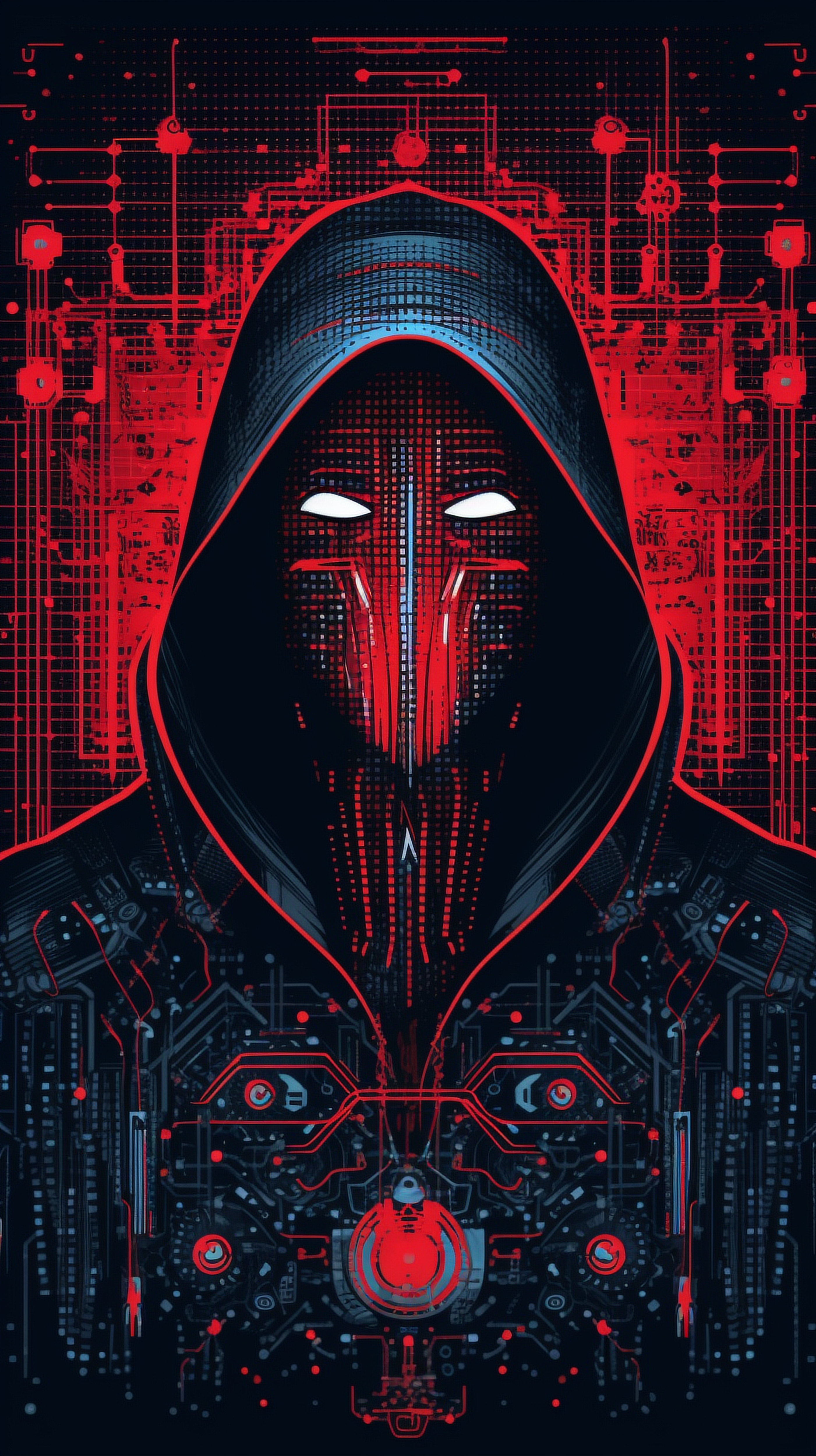 a digital art of a person wearing a mask