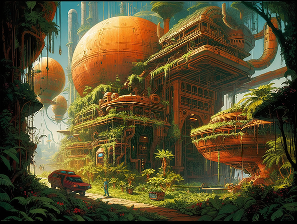 a man walking on a path in a jungle