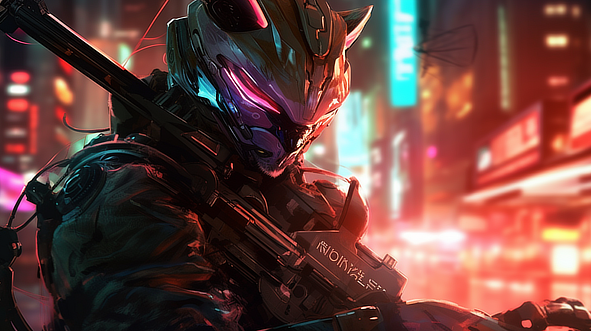 a person in a helmet holding a gun