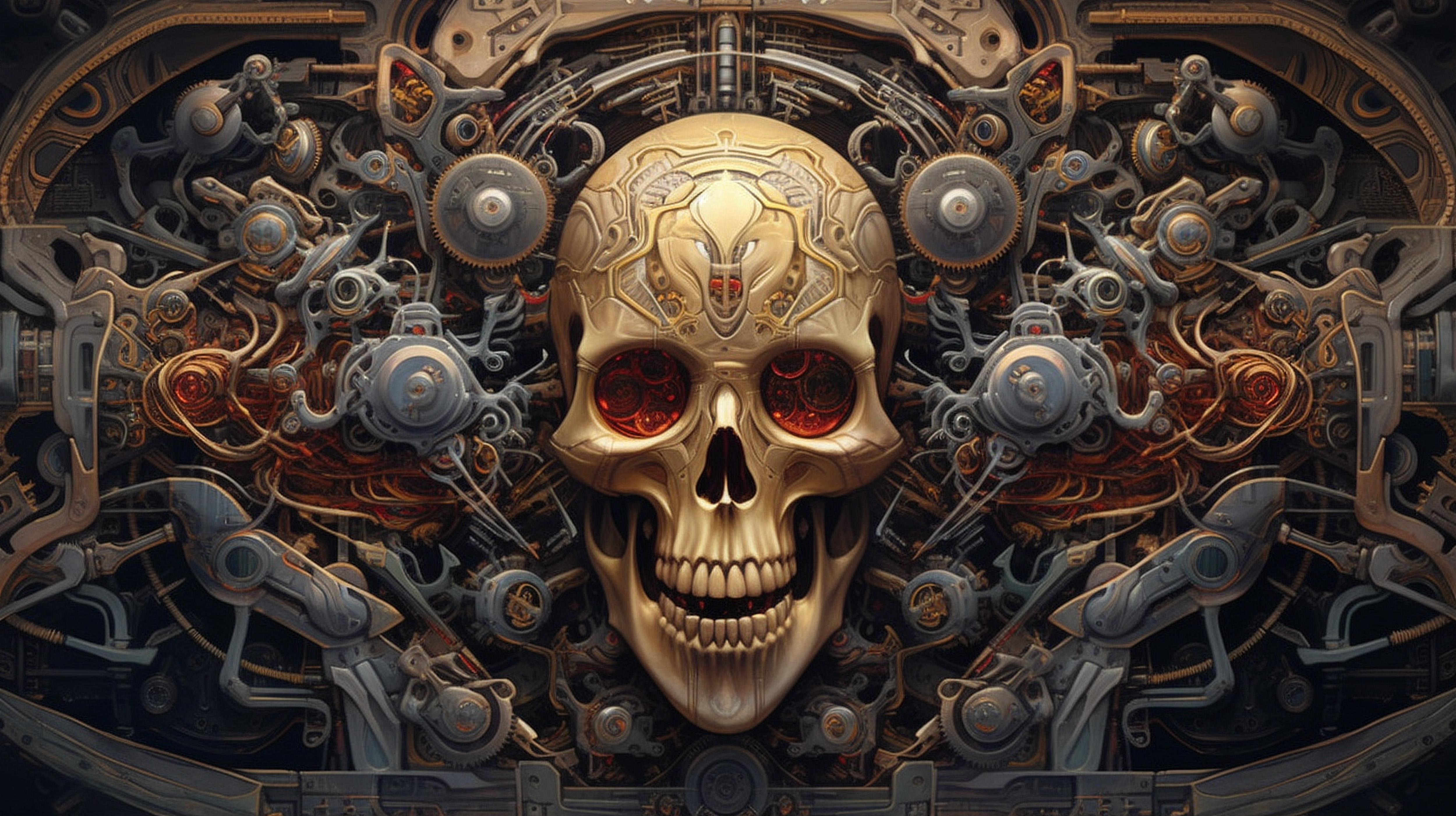 a skull in a metal frame