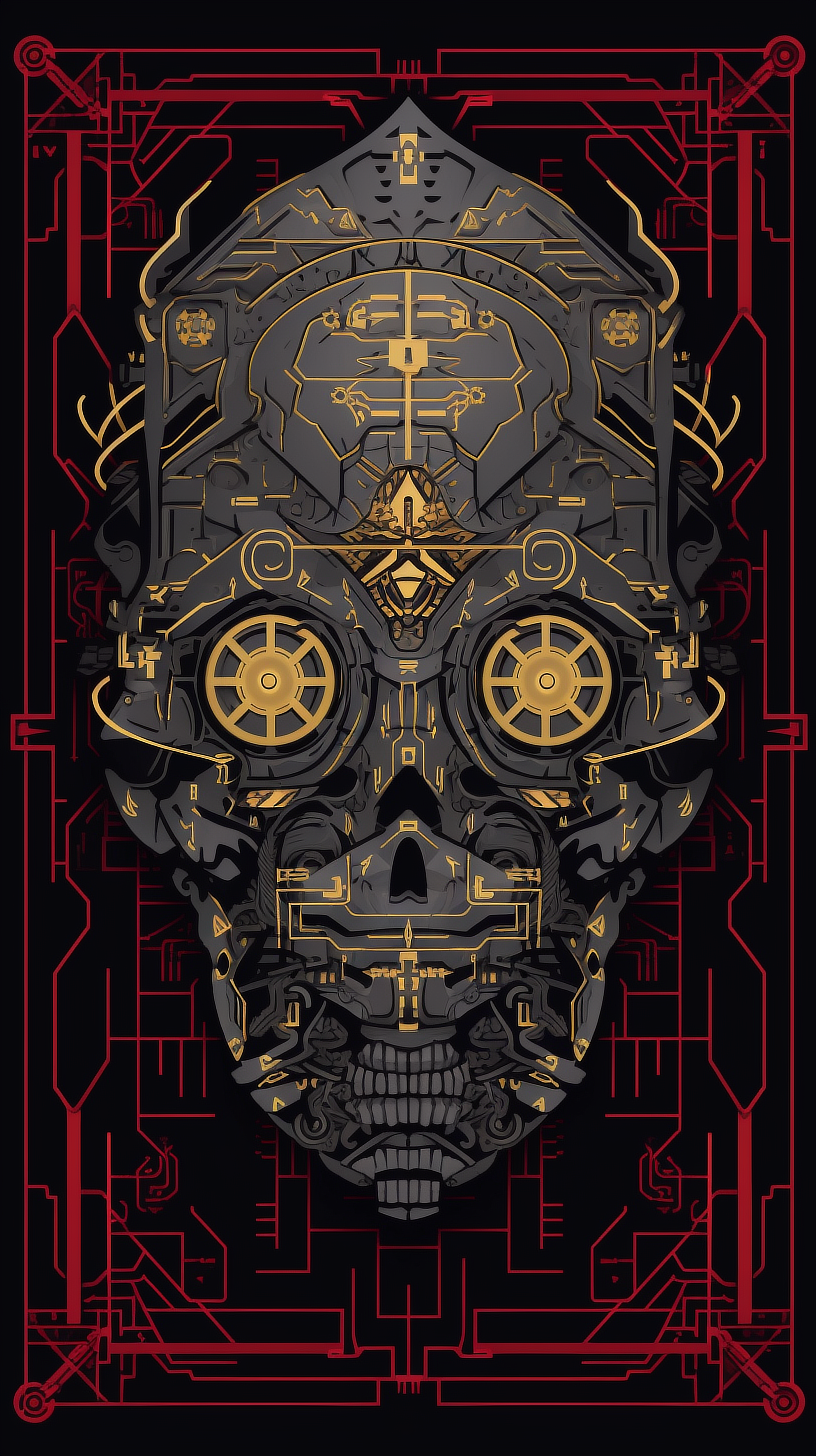 a skull with a mechanical design