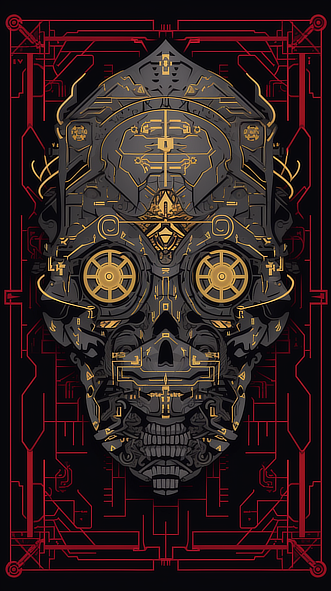 a skull with a mechanical design