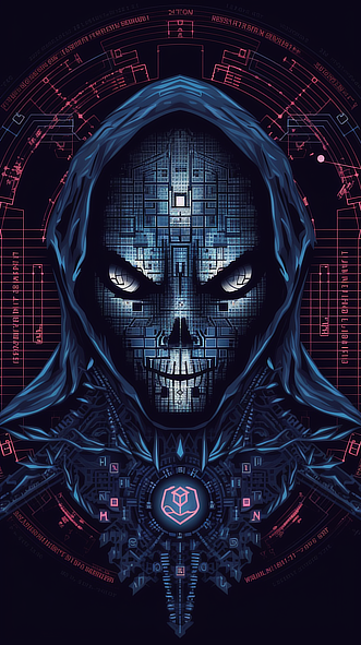 a digital art of a skull