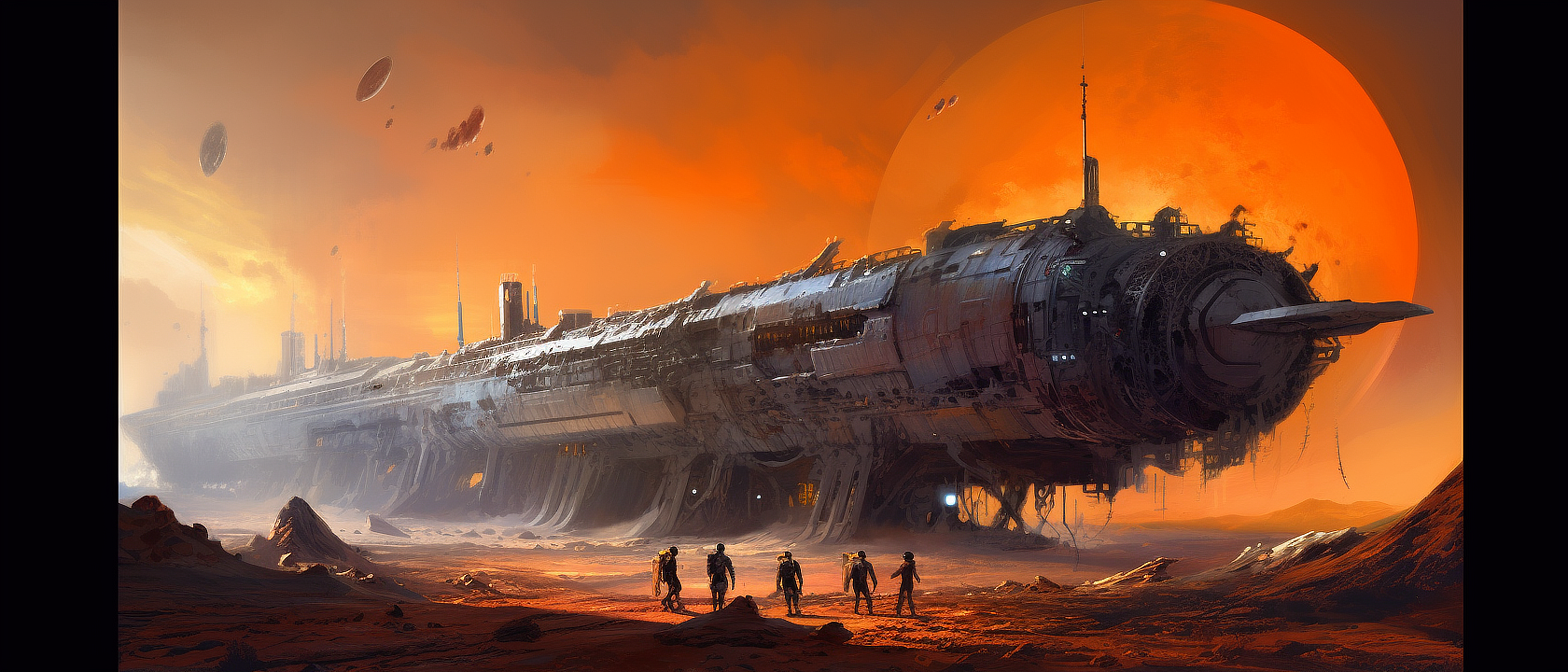 a group of people standing next to a large train