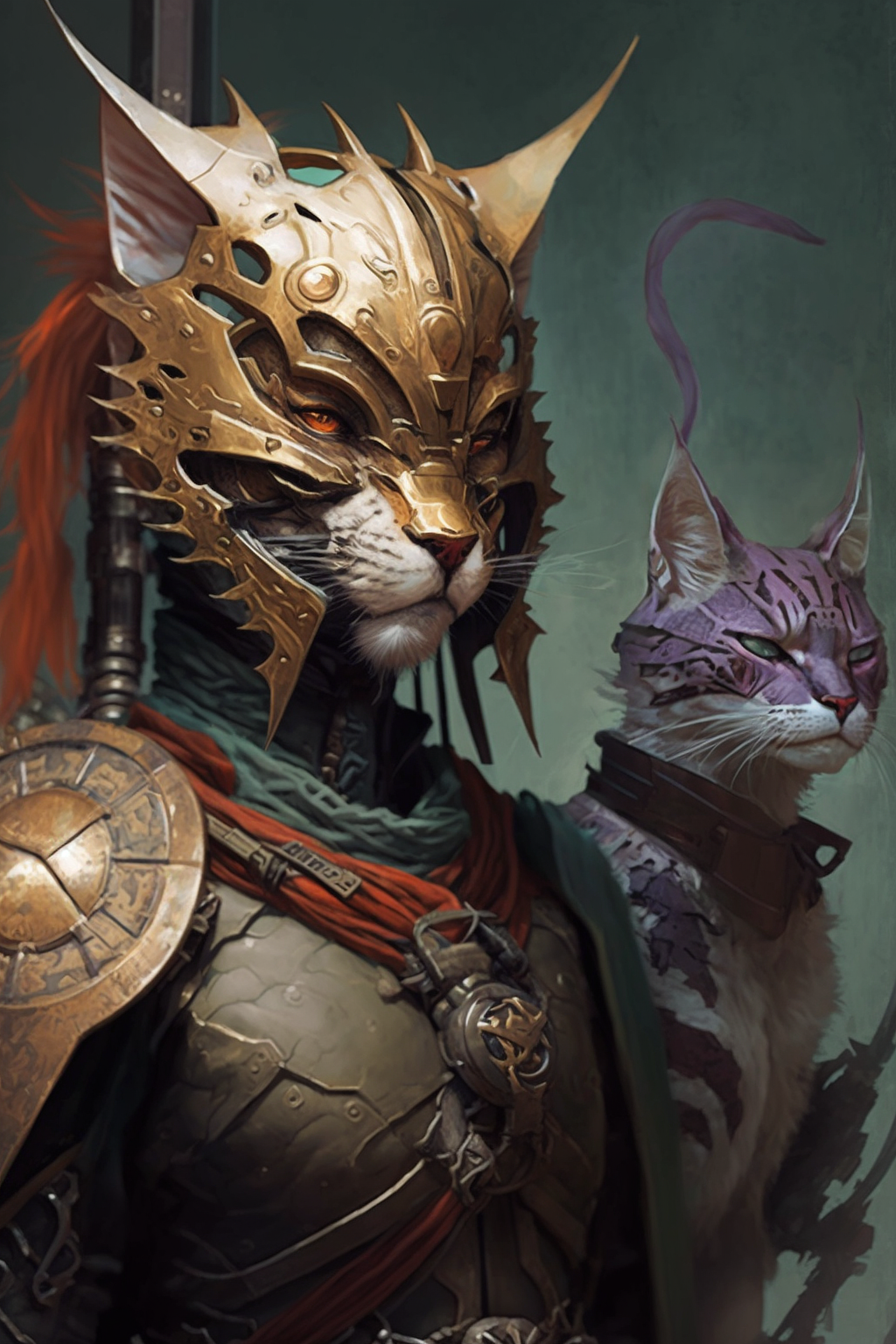 a cat in armor and a cat in armor