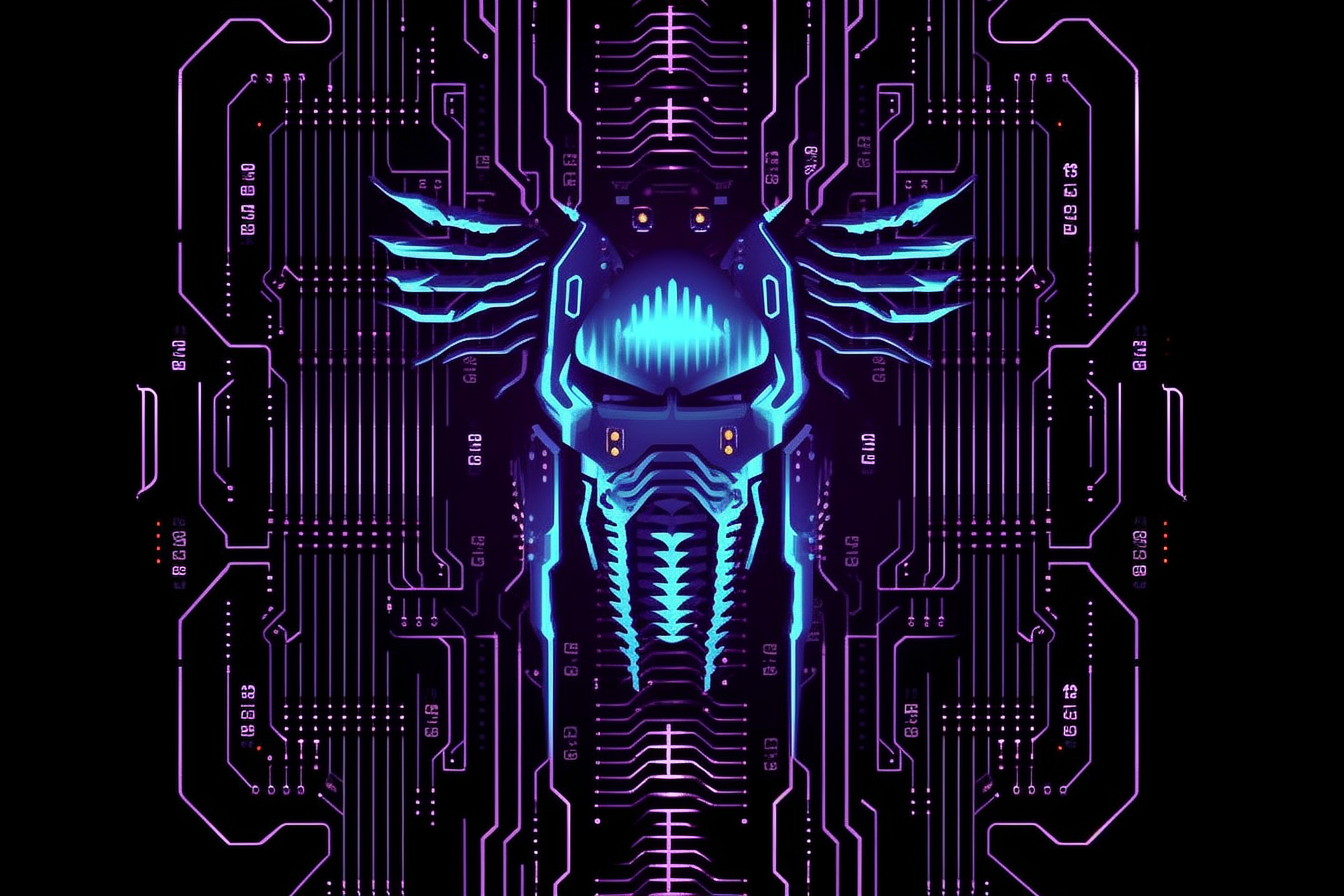 a computer screen shot of a blue and purple robot