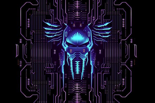 a computer screen shot of a blue and purple robot