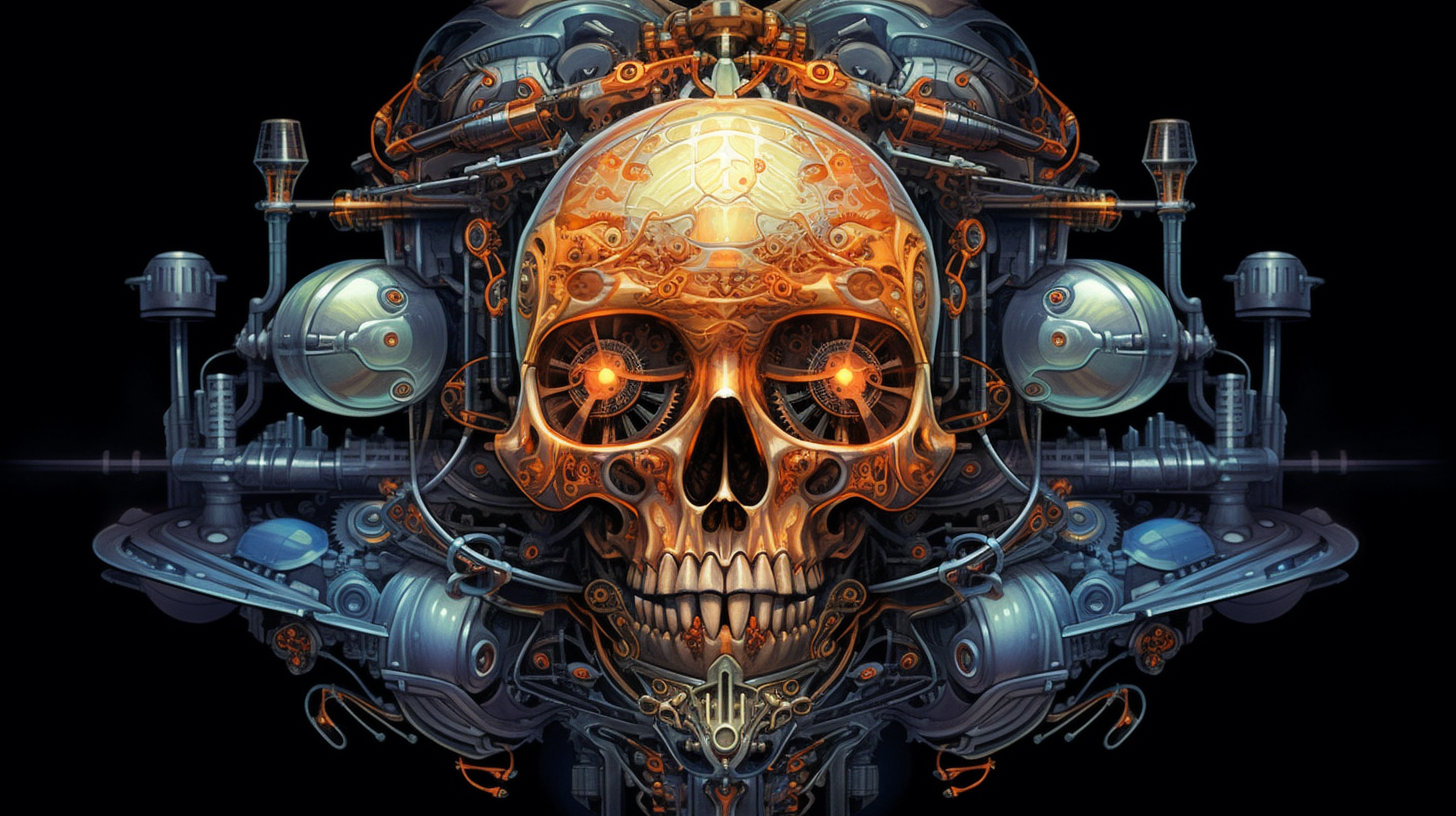a skull with mechanical parts
