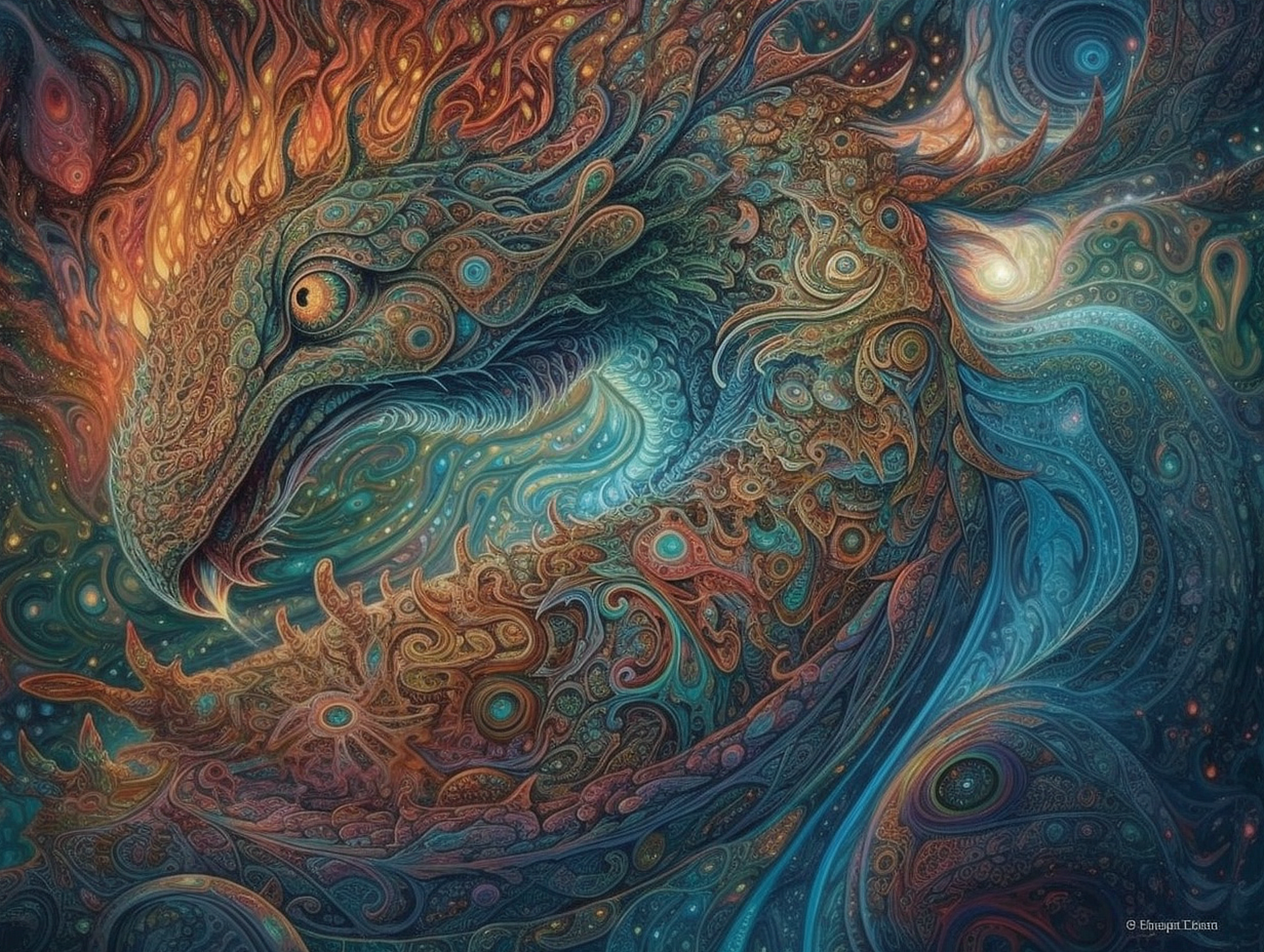 a colorful artwork of a dragon