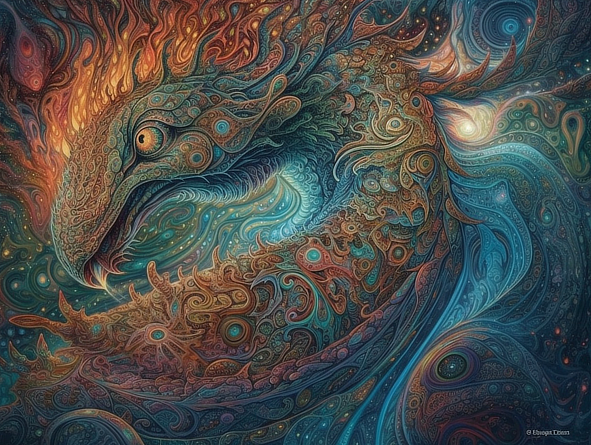 a colorful artwork of a dragon