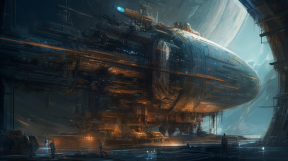 a large metal structure with a light on it