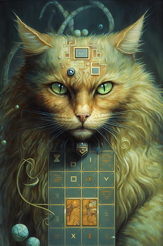 a cat with green eyes and a keypad