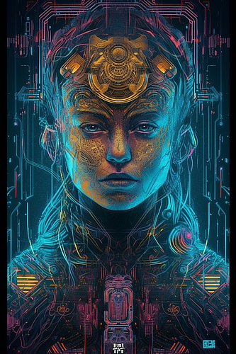 a woman with a glowing face