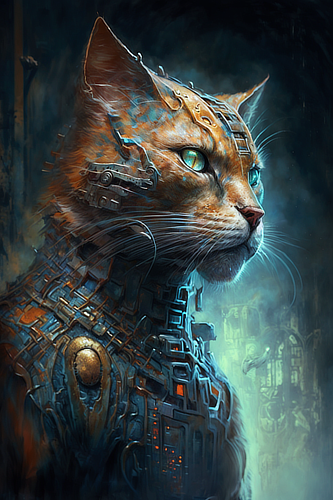 a cat with a robot body