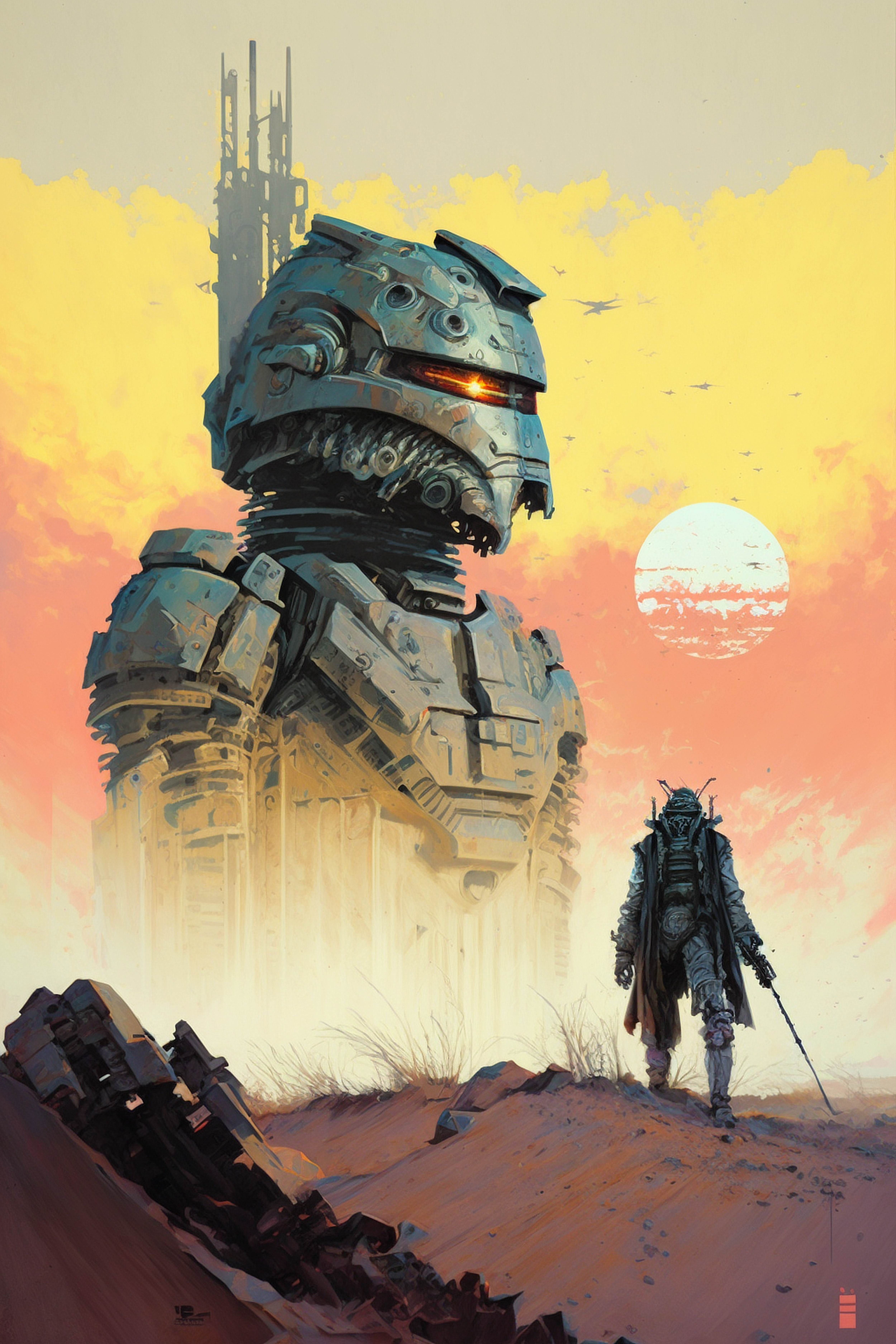 a robot standing next to a person