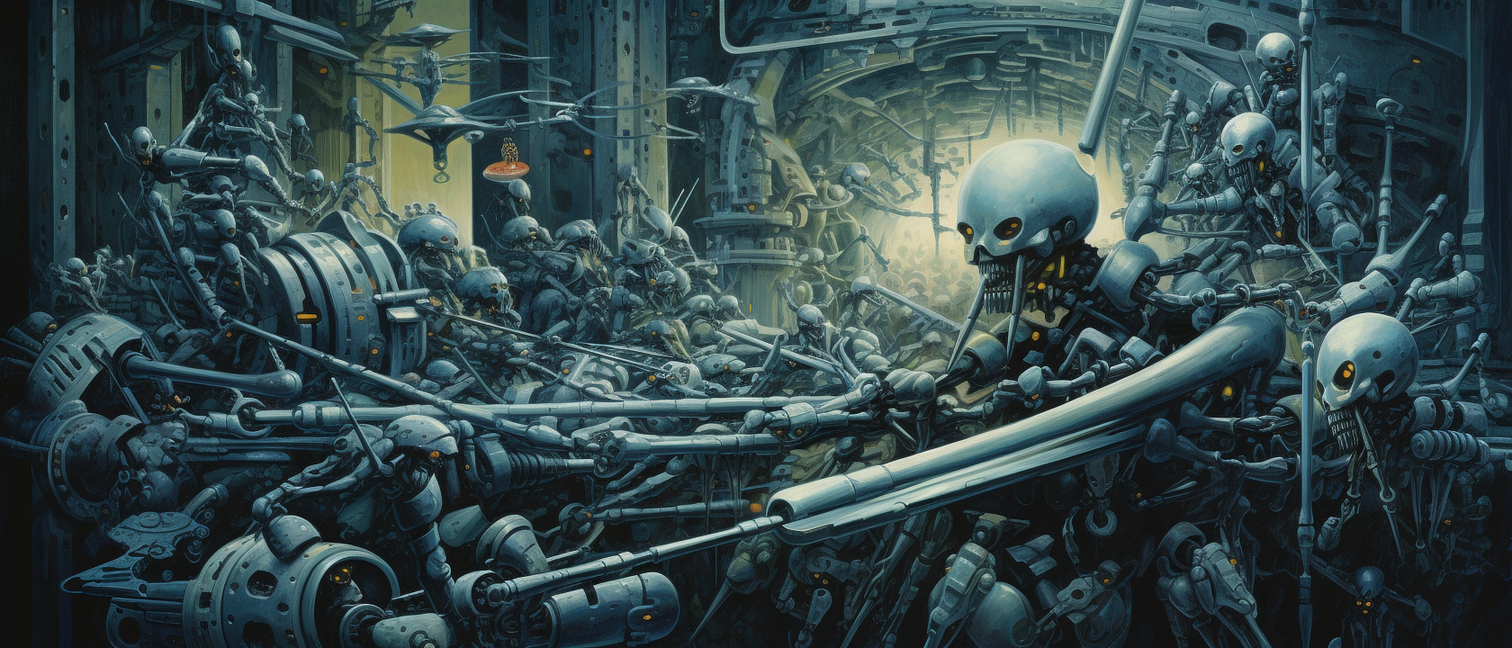 a group of robots in a room