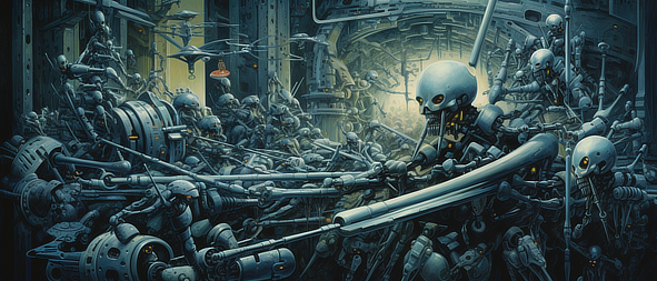 a group of robots in a room