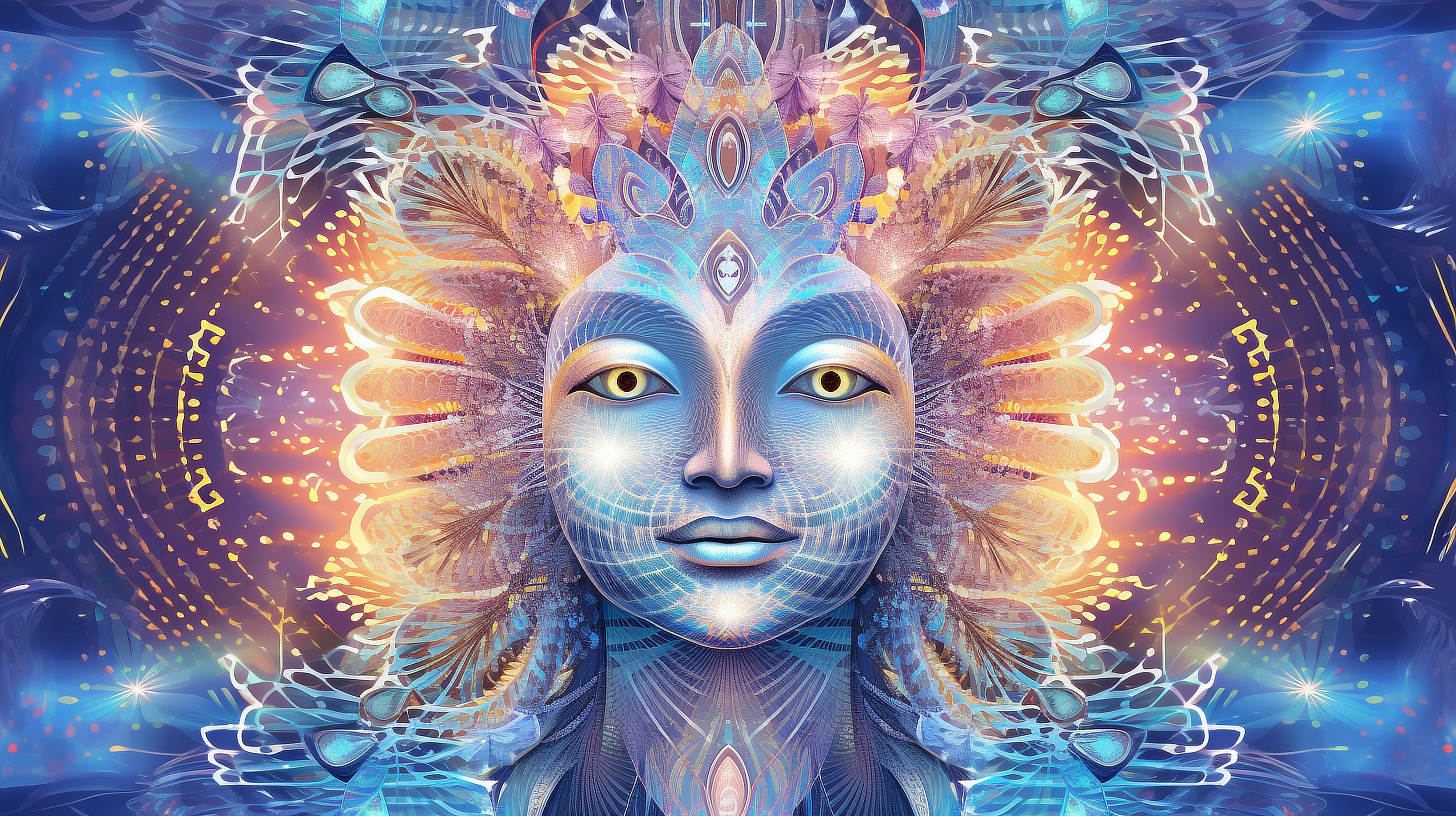 a face with a colorful pattern