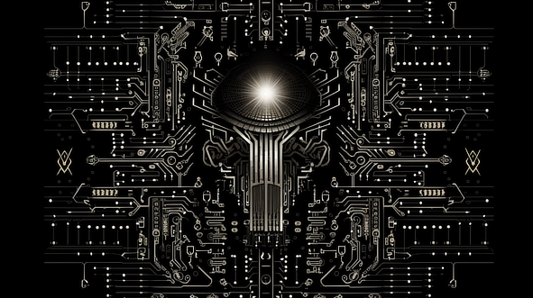 a computer circuit board with a light shining on it