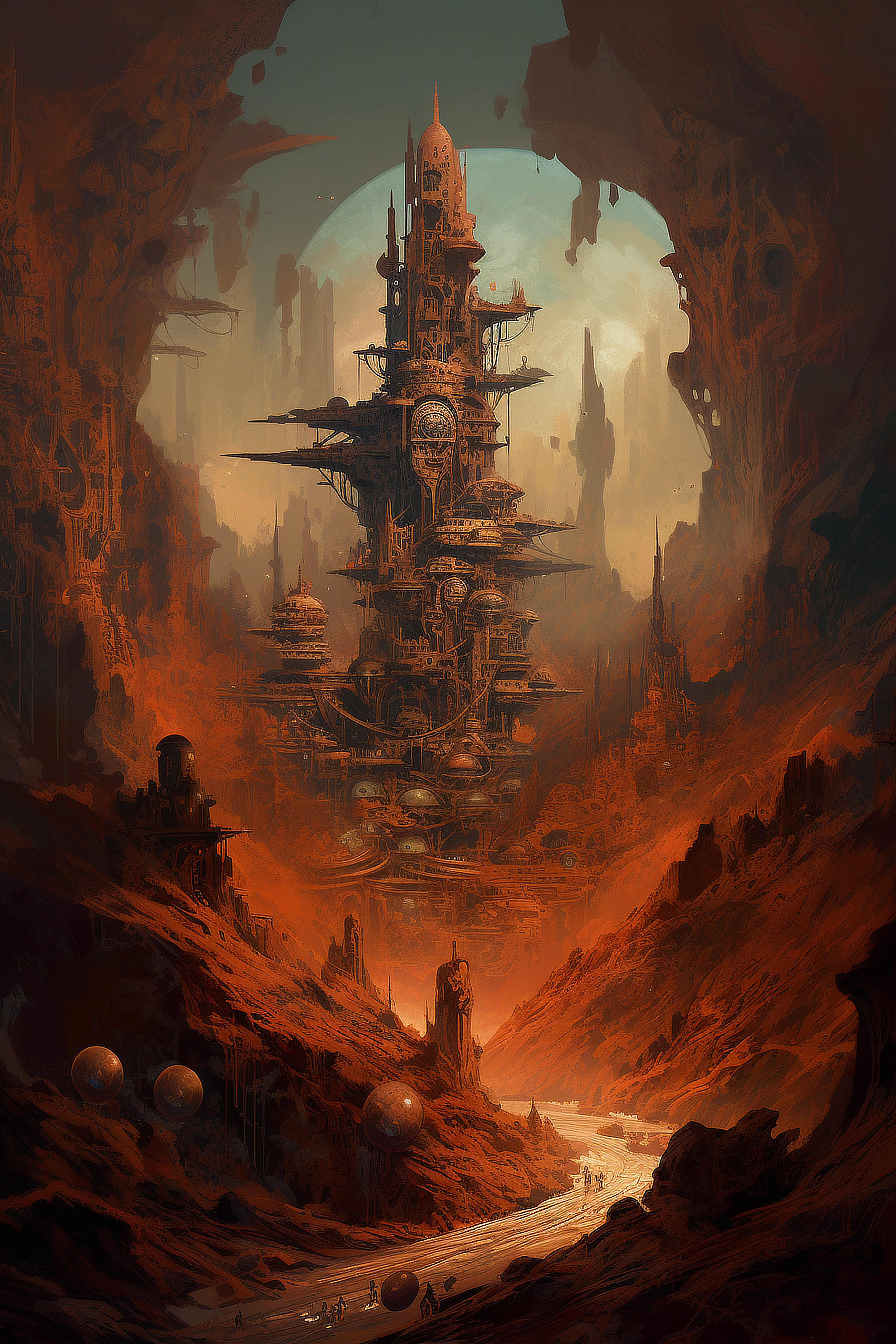 a digital art of a city