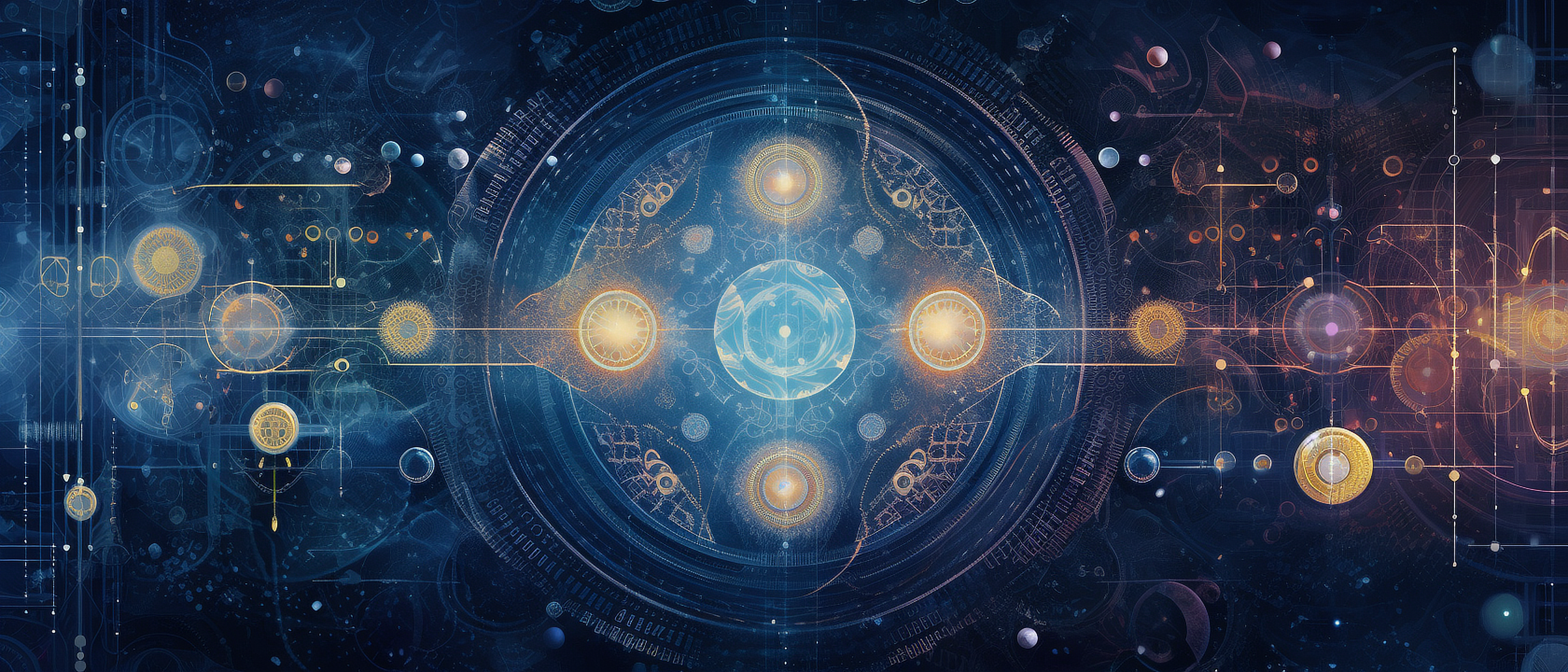 a circular pattern with many circles and lines