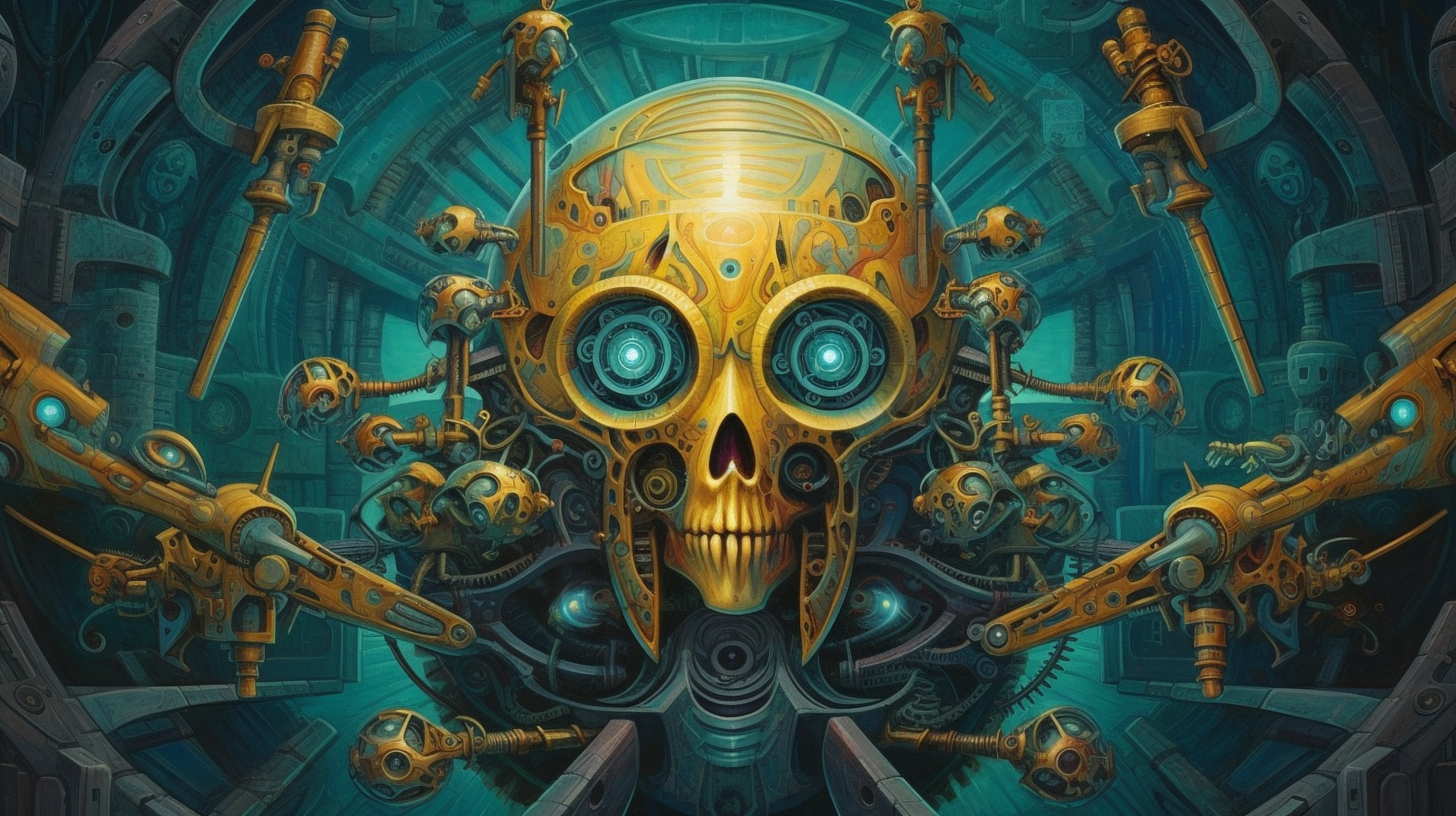 a skull with many small round objects