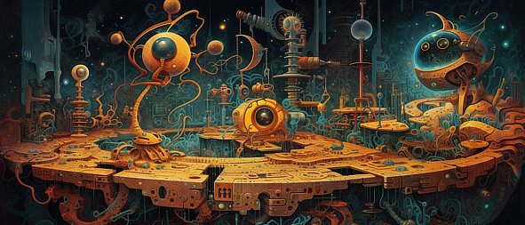 a yellow and orange machine with round objects