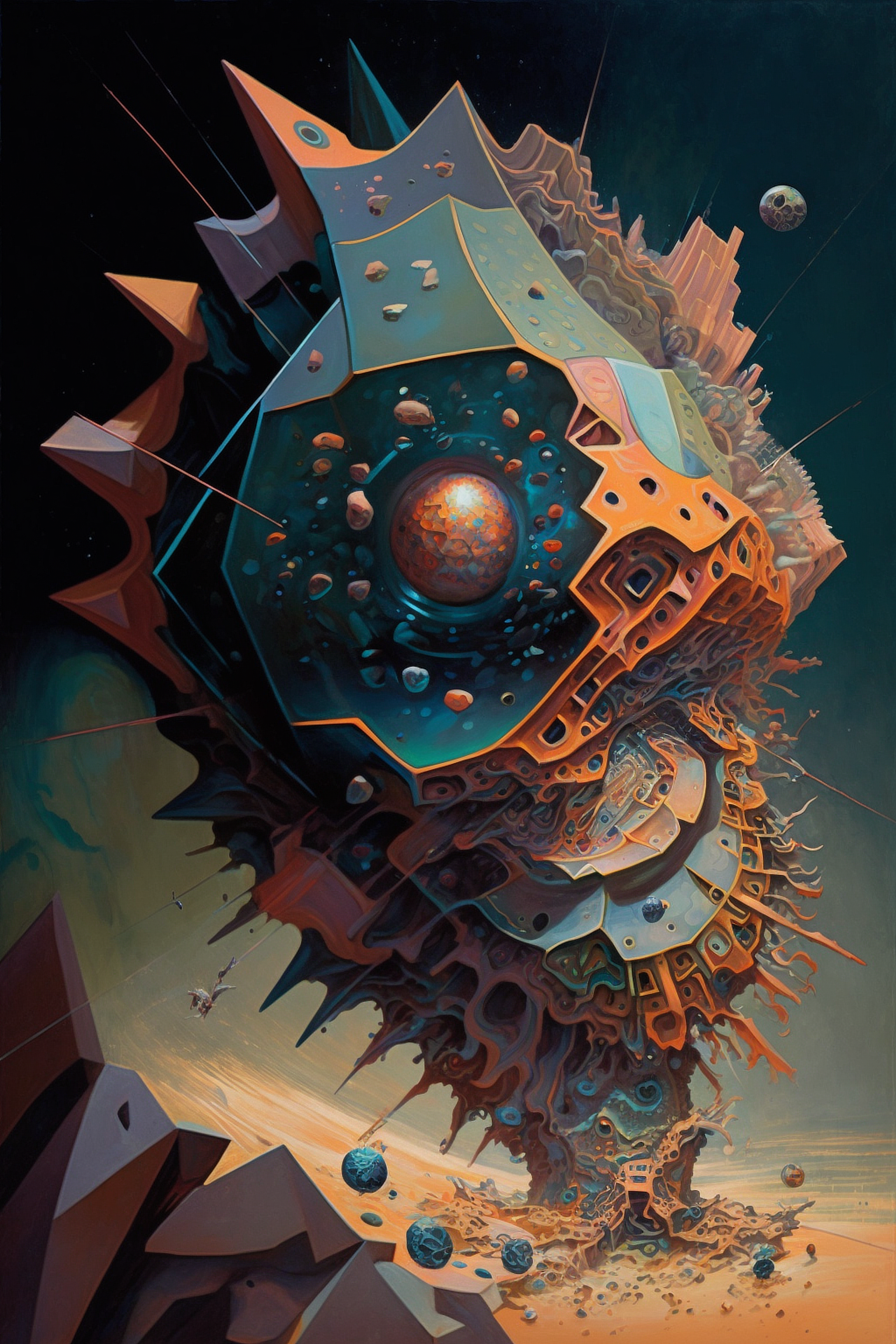 a colorful artwork of a planet