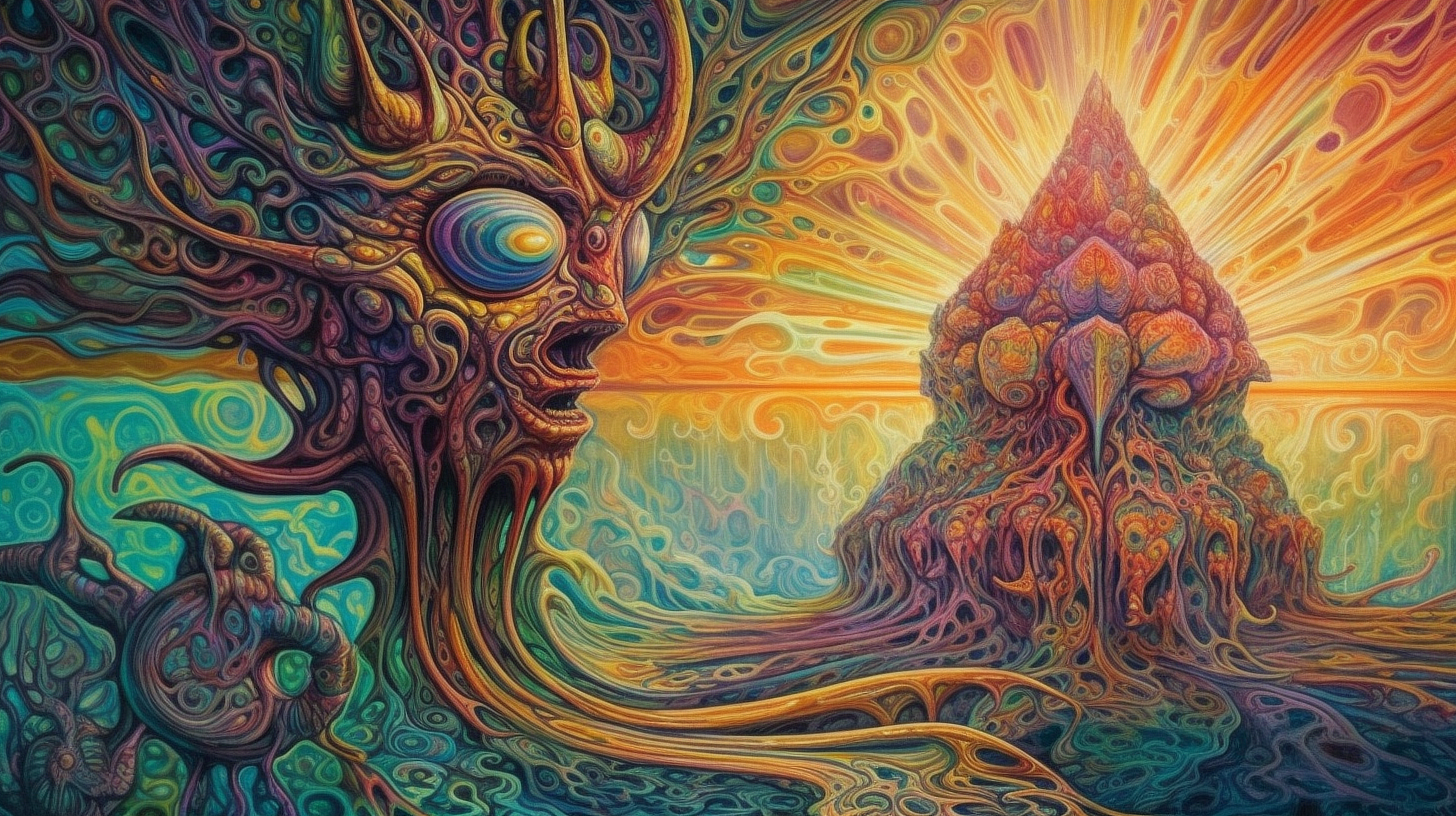 a colorful artwork of a creature