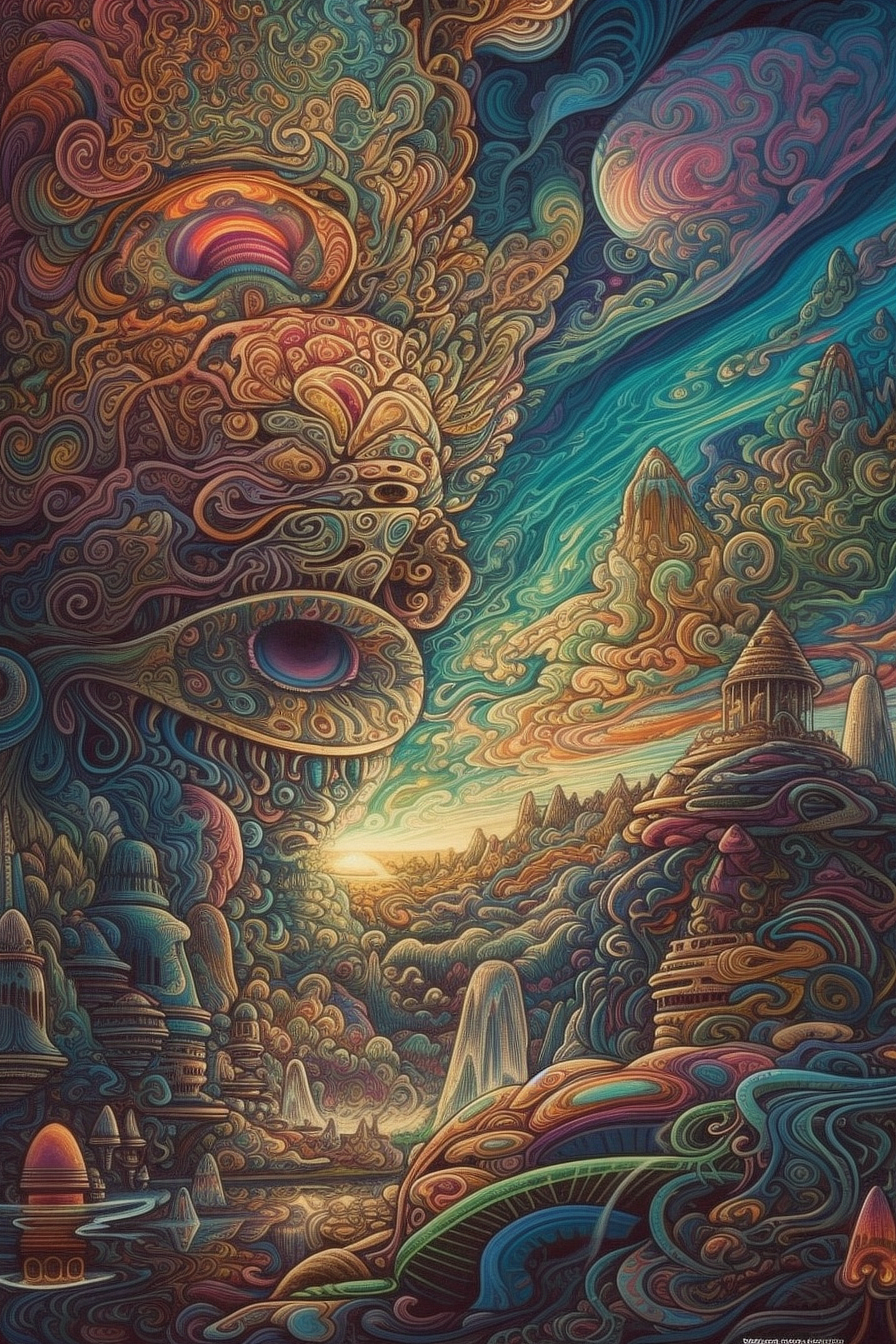 a colorful artwork of a landscape