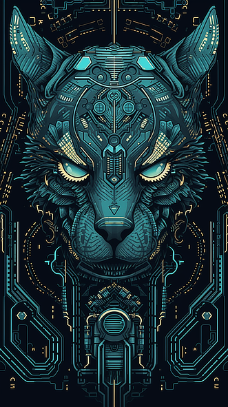 a digital art of a cat
