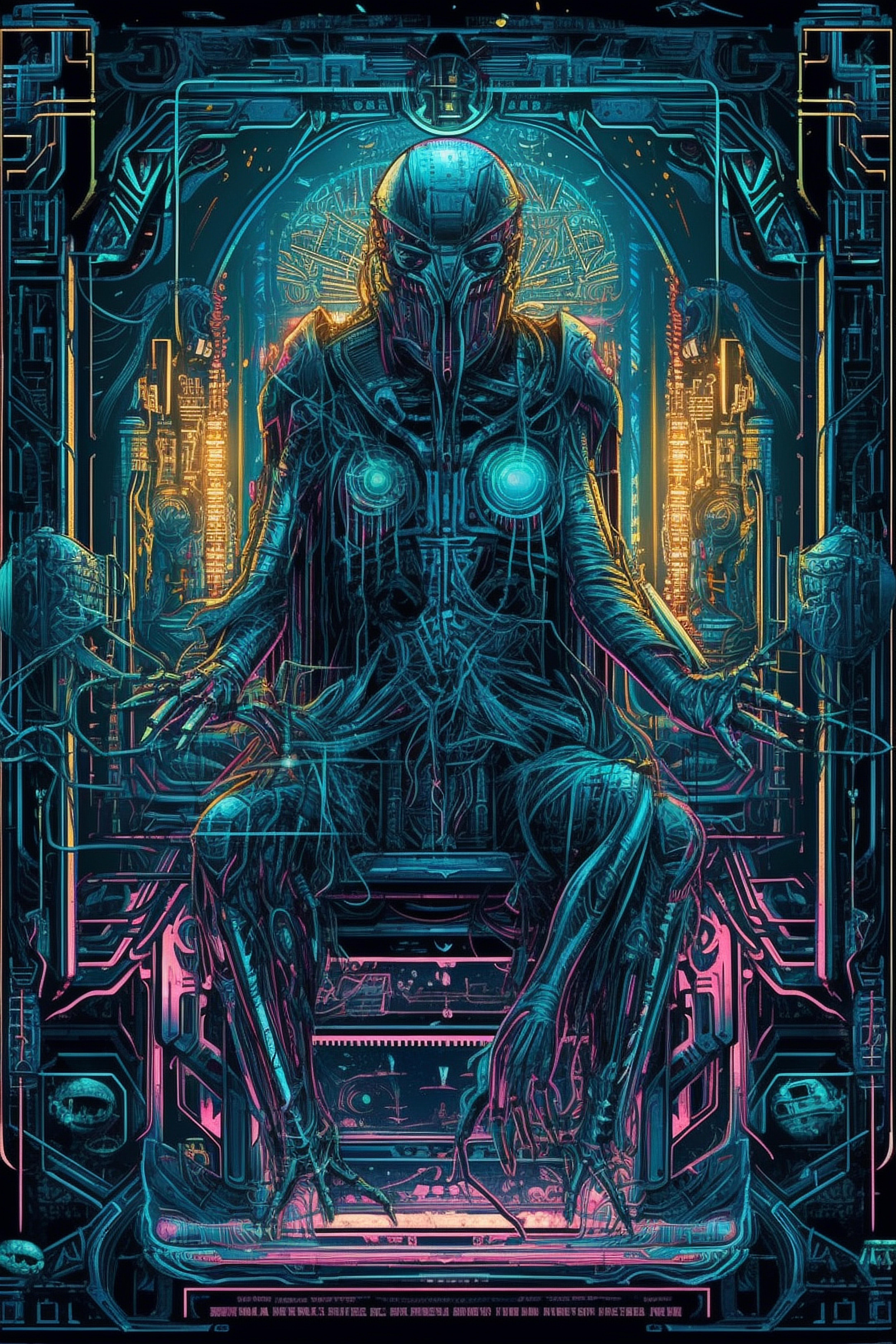 a digital art of a person sitting in a chair