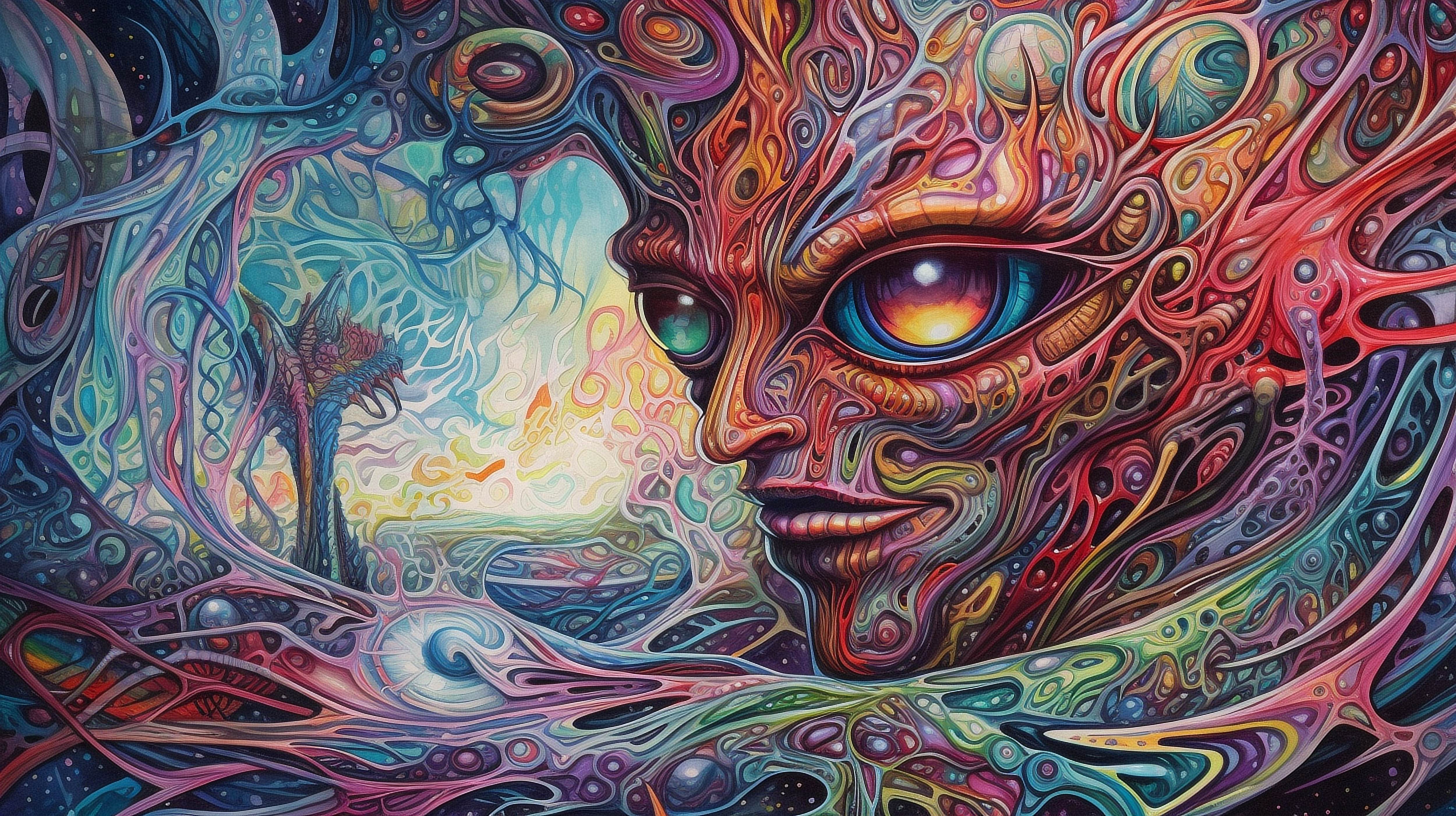 a colorful artwork of a person's face