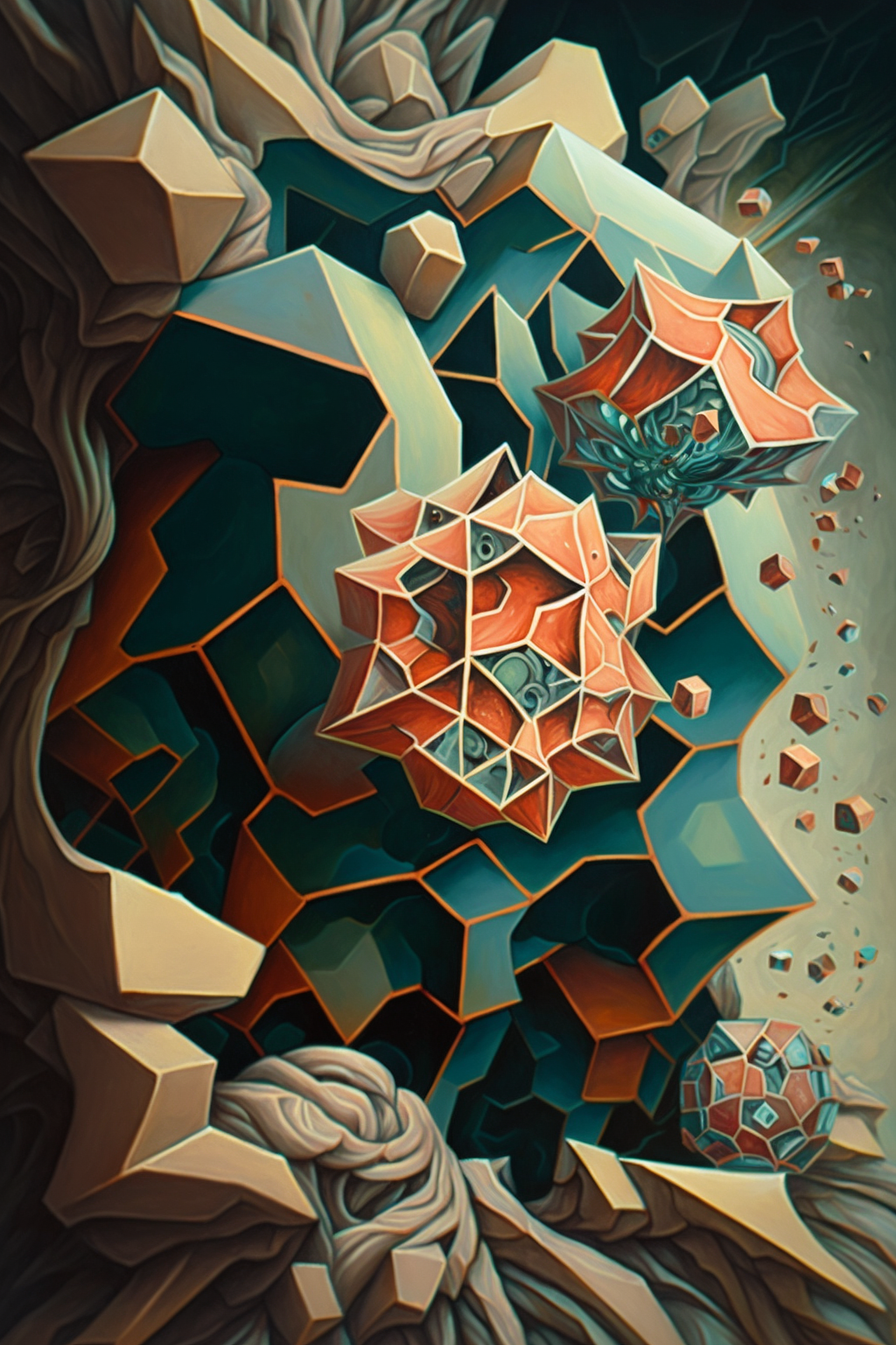 a colorful artwork of a rock