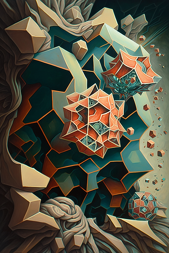 a colorful artwork of a rock