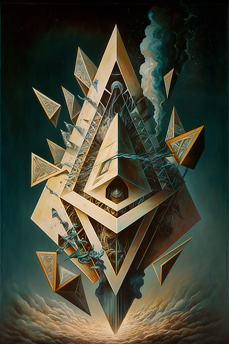 a painting of a pyramid