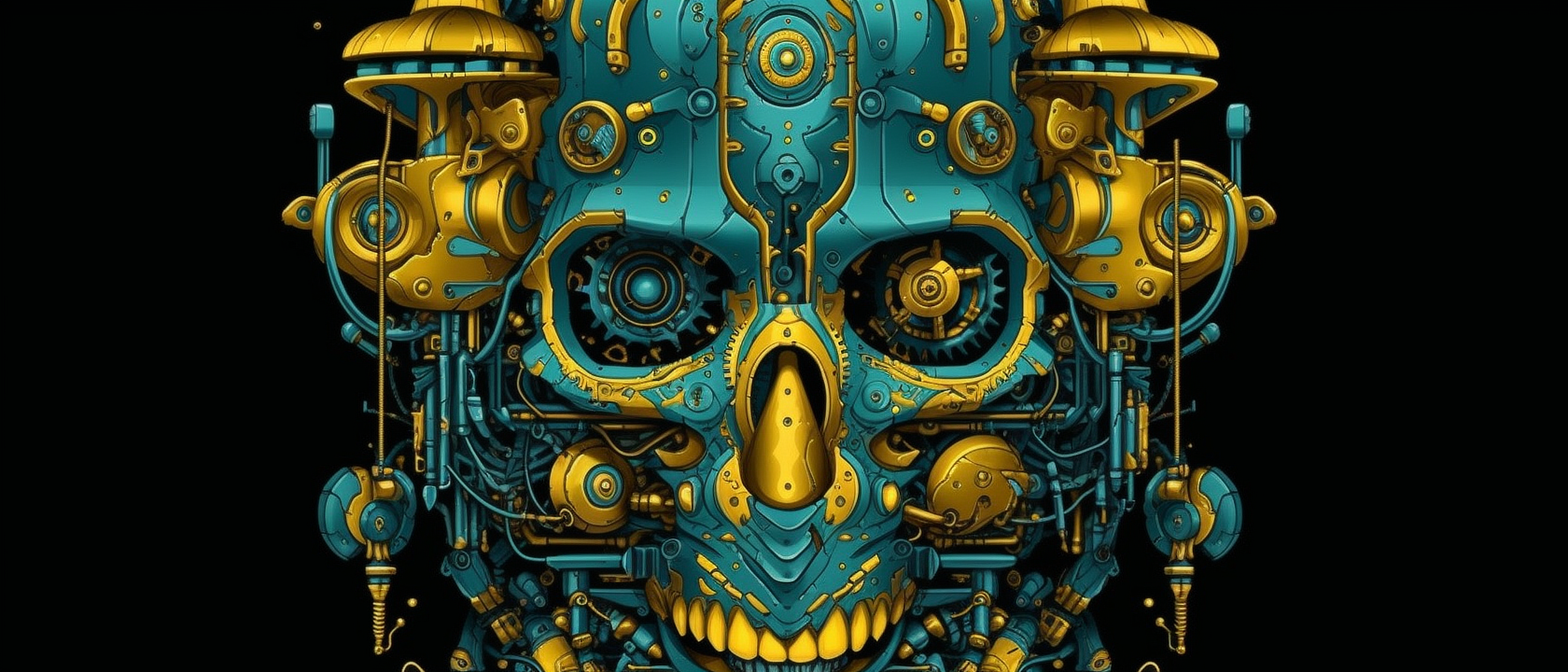 a skull made of metal and gold