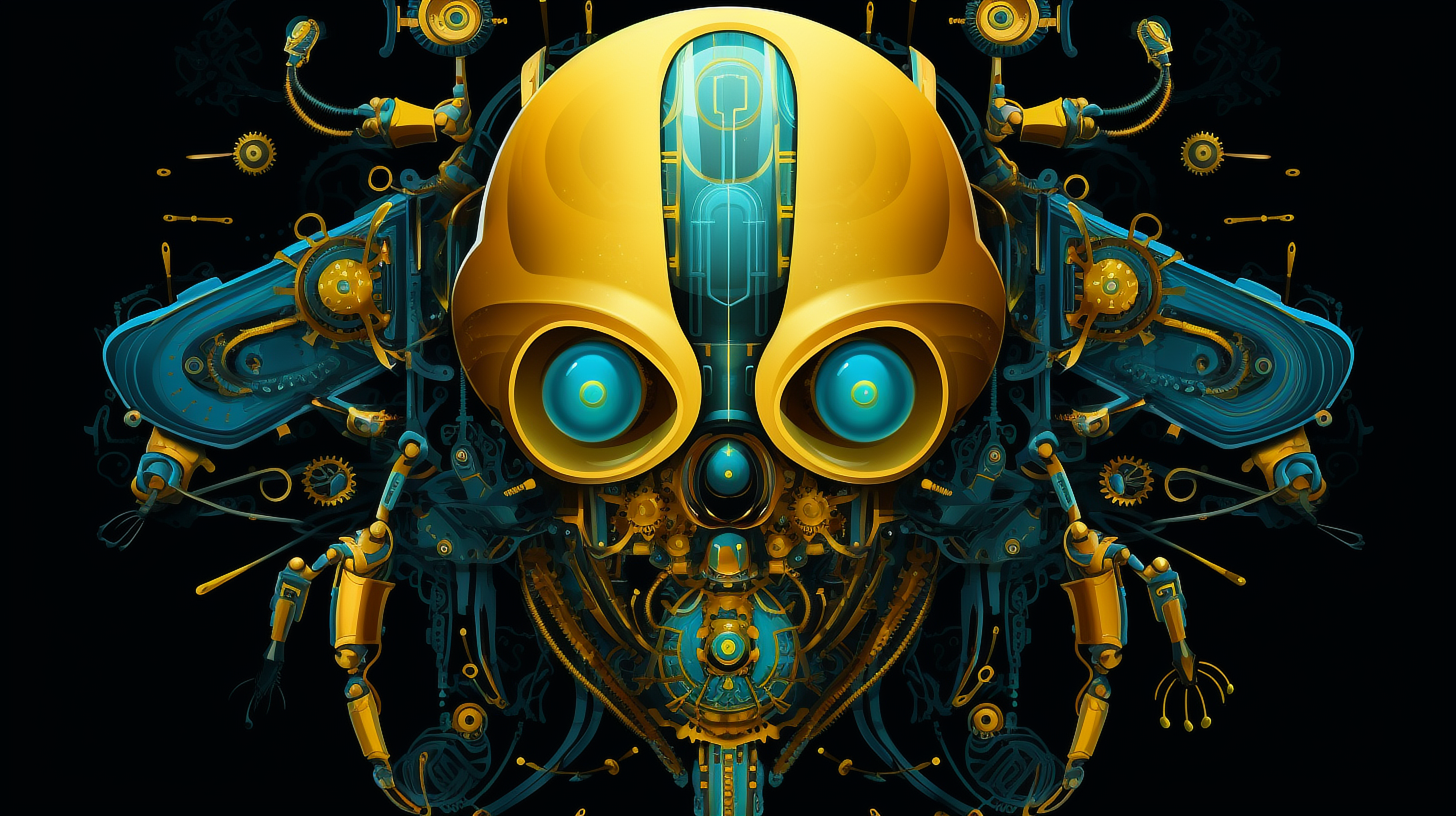 a yellow and blue robot