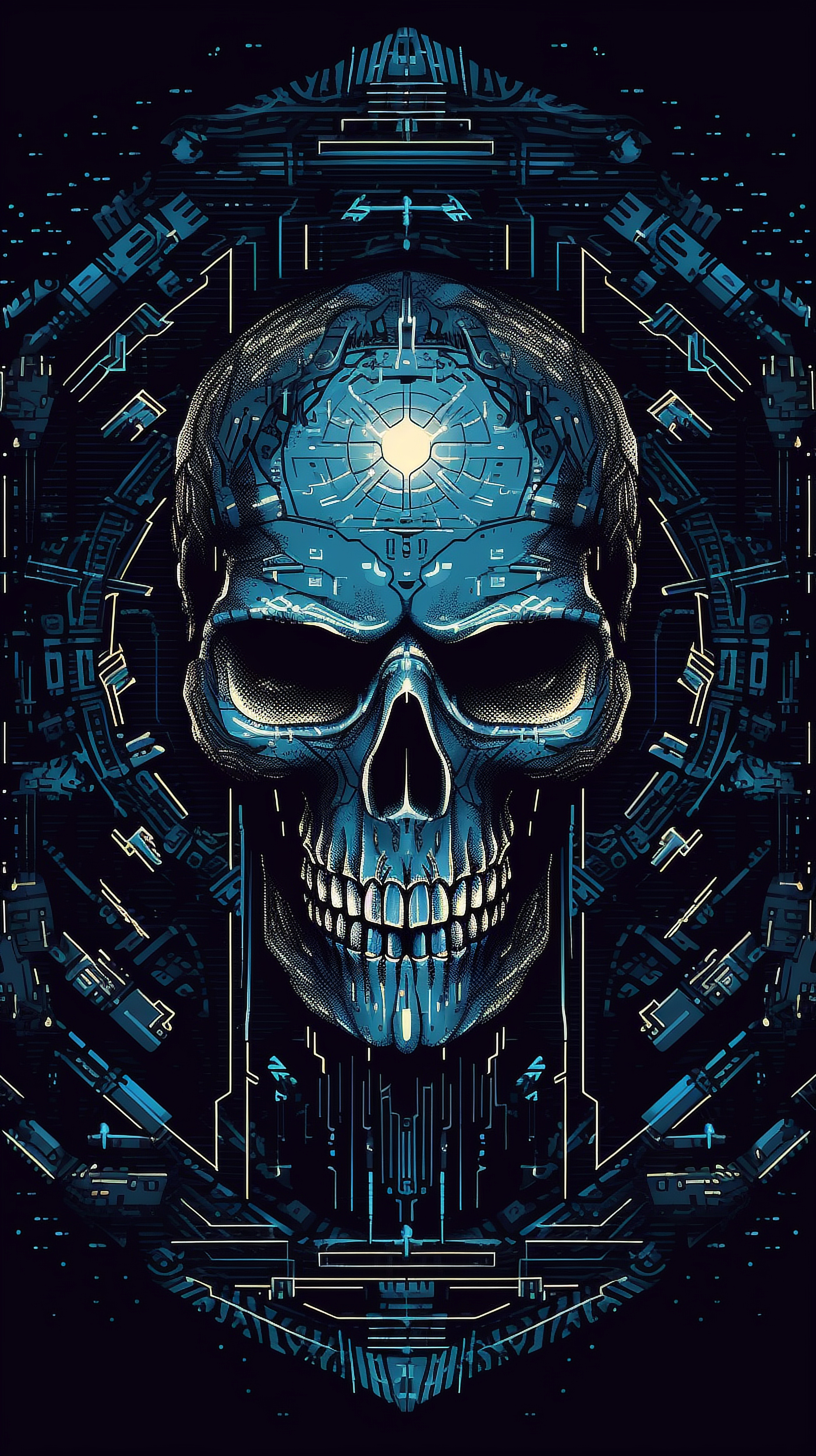 a skull with a glowing light in the middle