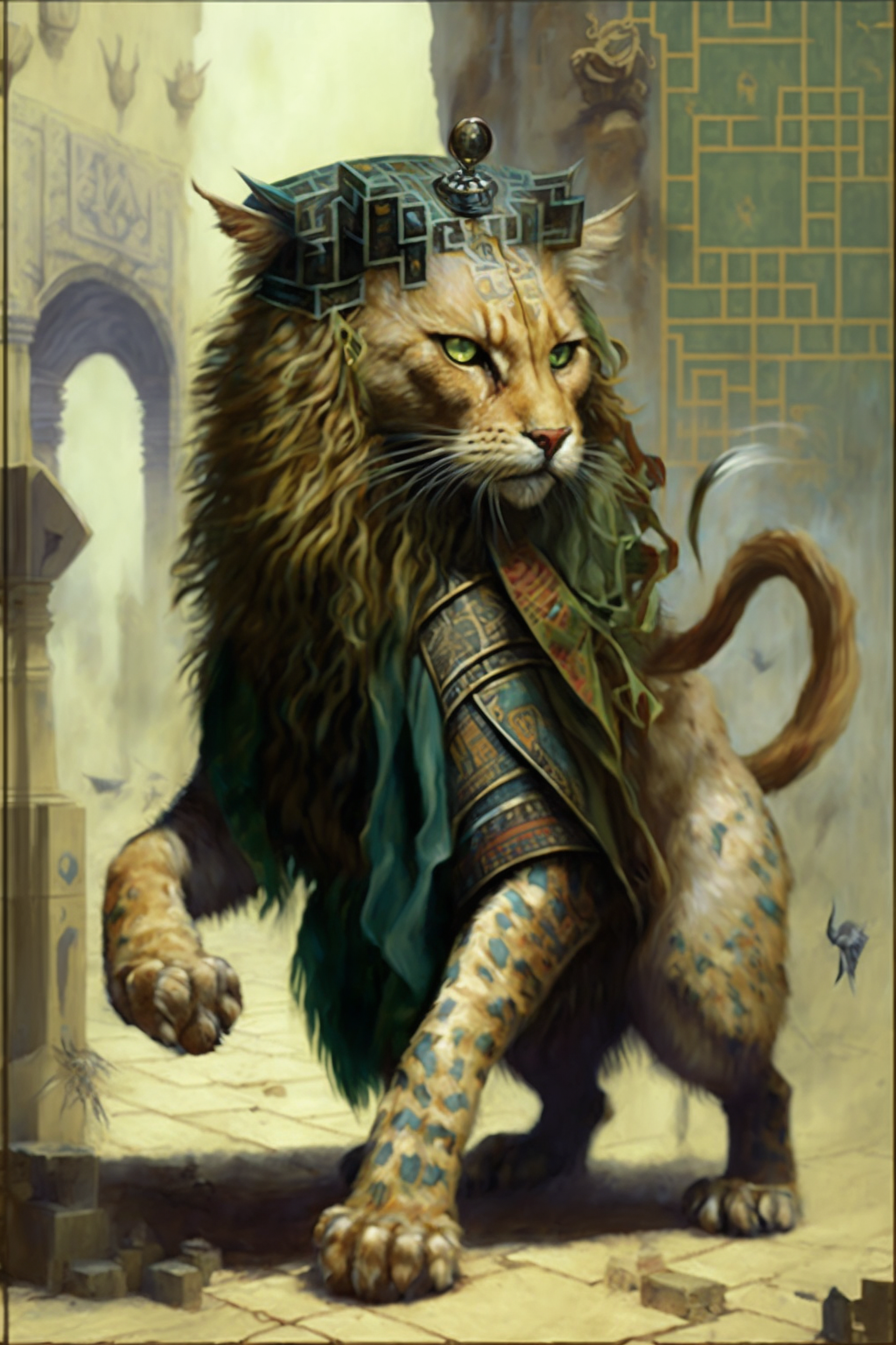 a painting of a lion