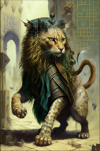 a painting of a lion