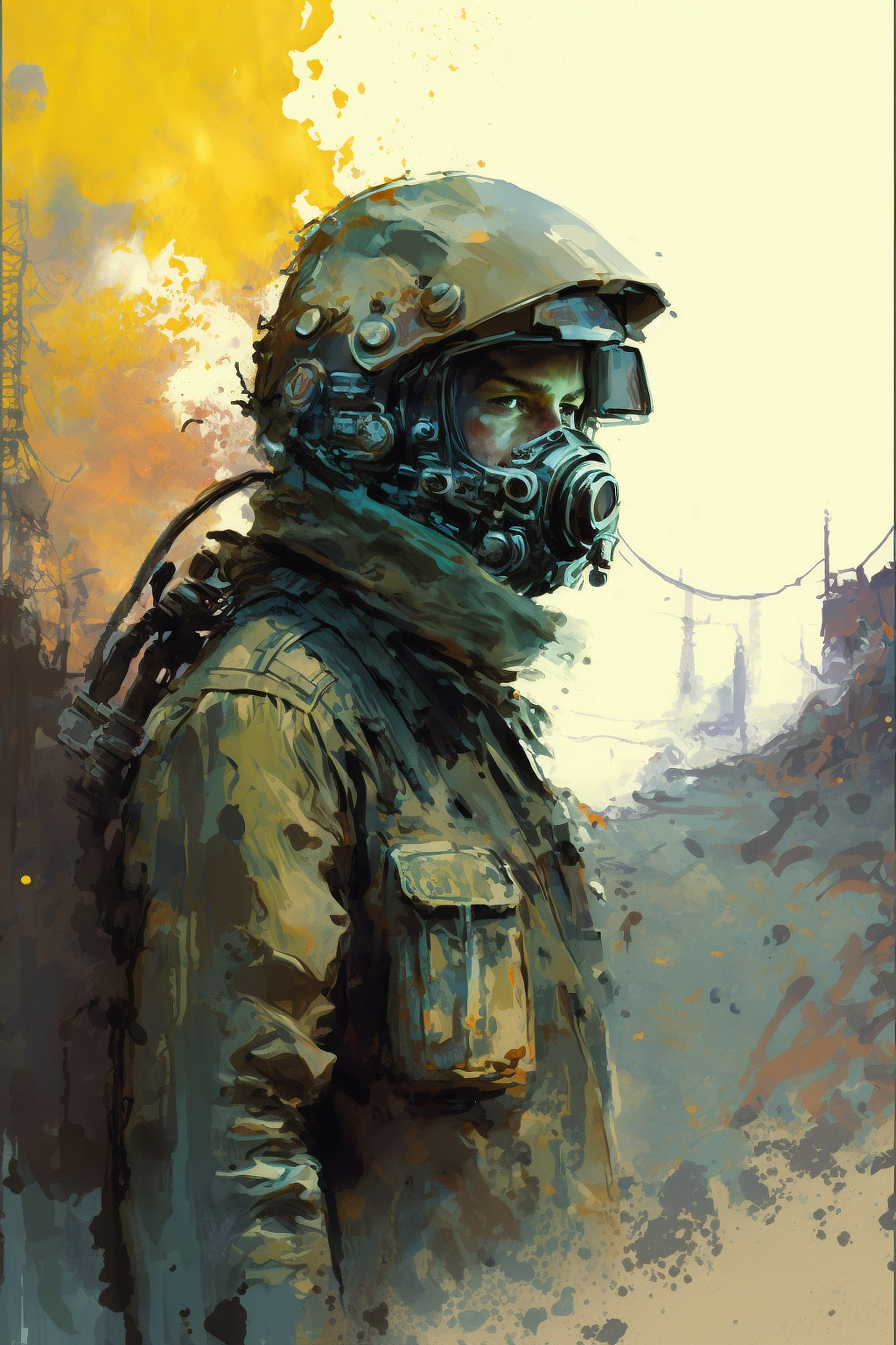 a man wearing a gas mask