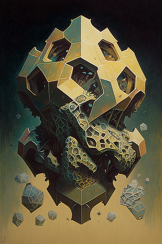 a artwork of a stone structure