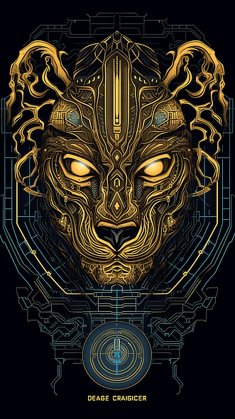 a digital art of a lion