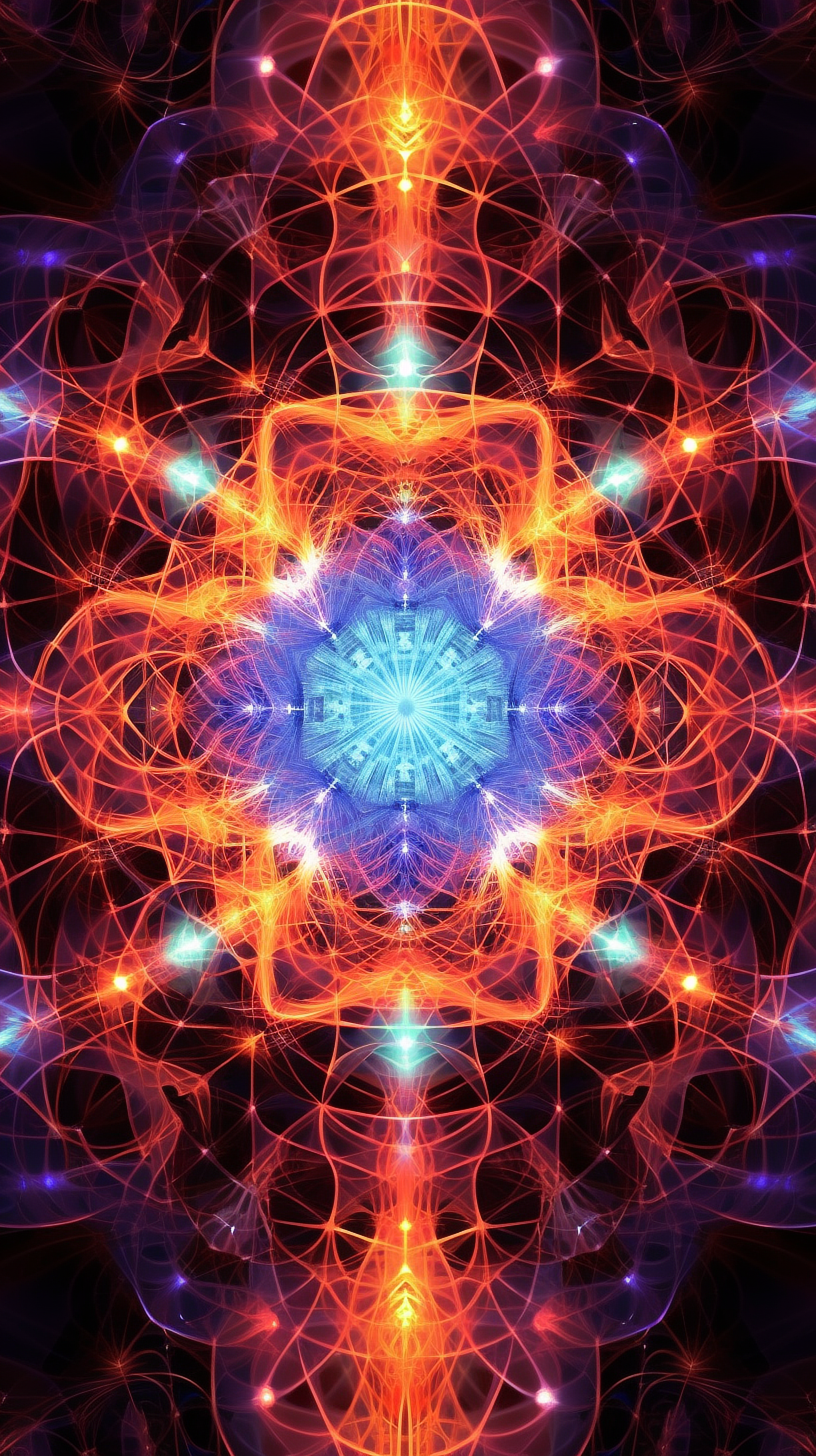 a colorful glowing pattern on a black background