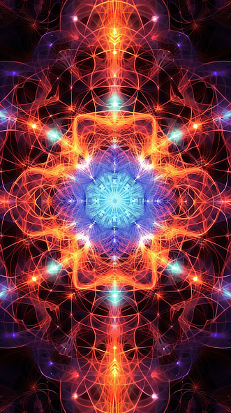 a colorful glowing pattern on a black background