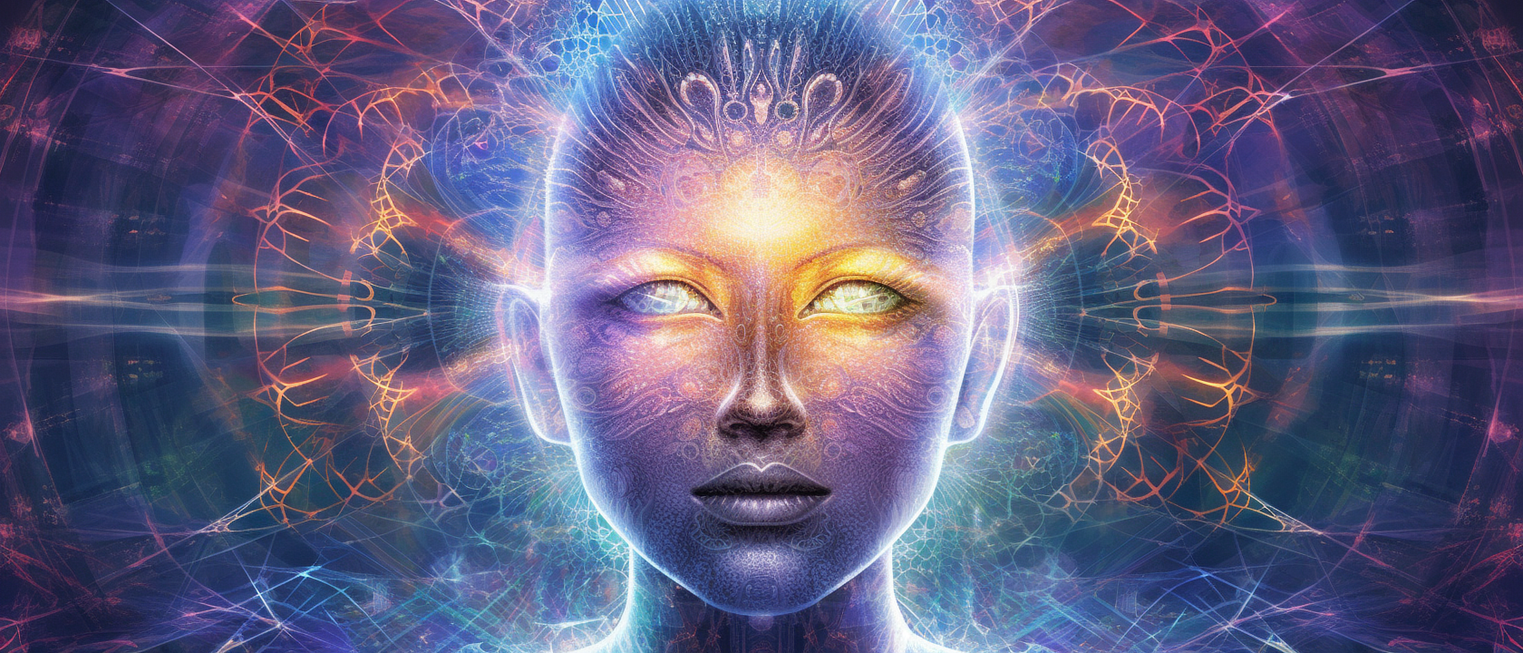 a woman with a glowing face