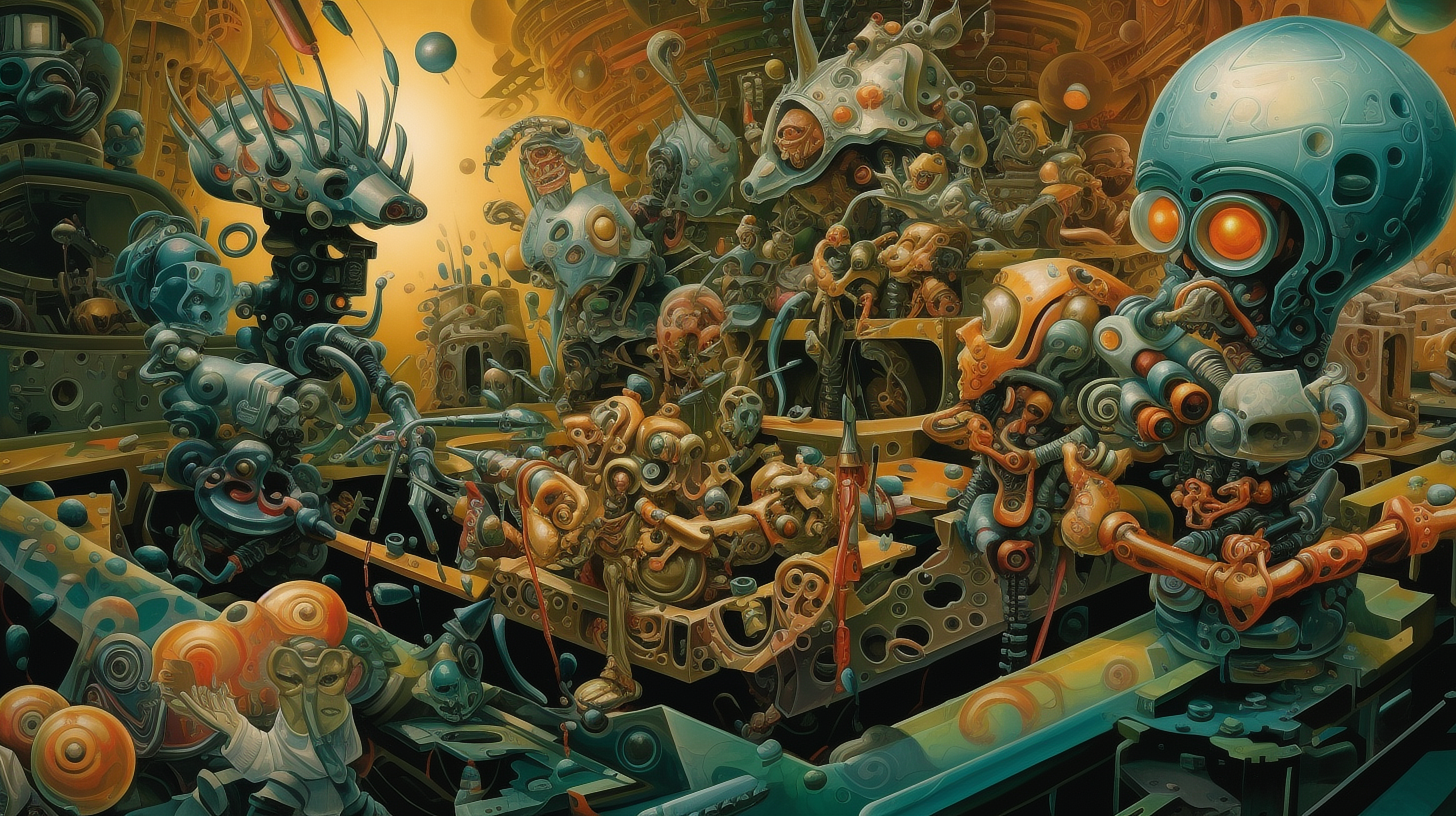 a group of robots in a factory